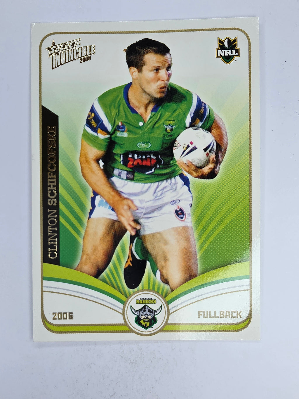 NRL 2006 Invincible Base Card #28 Clinton Schifcofske Canberra Raiders