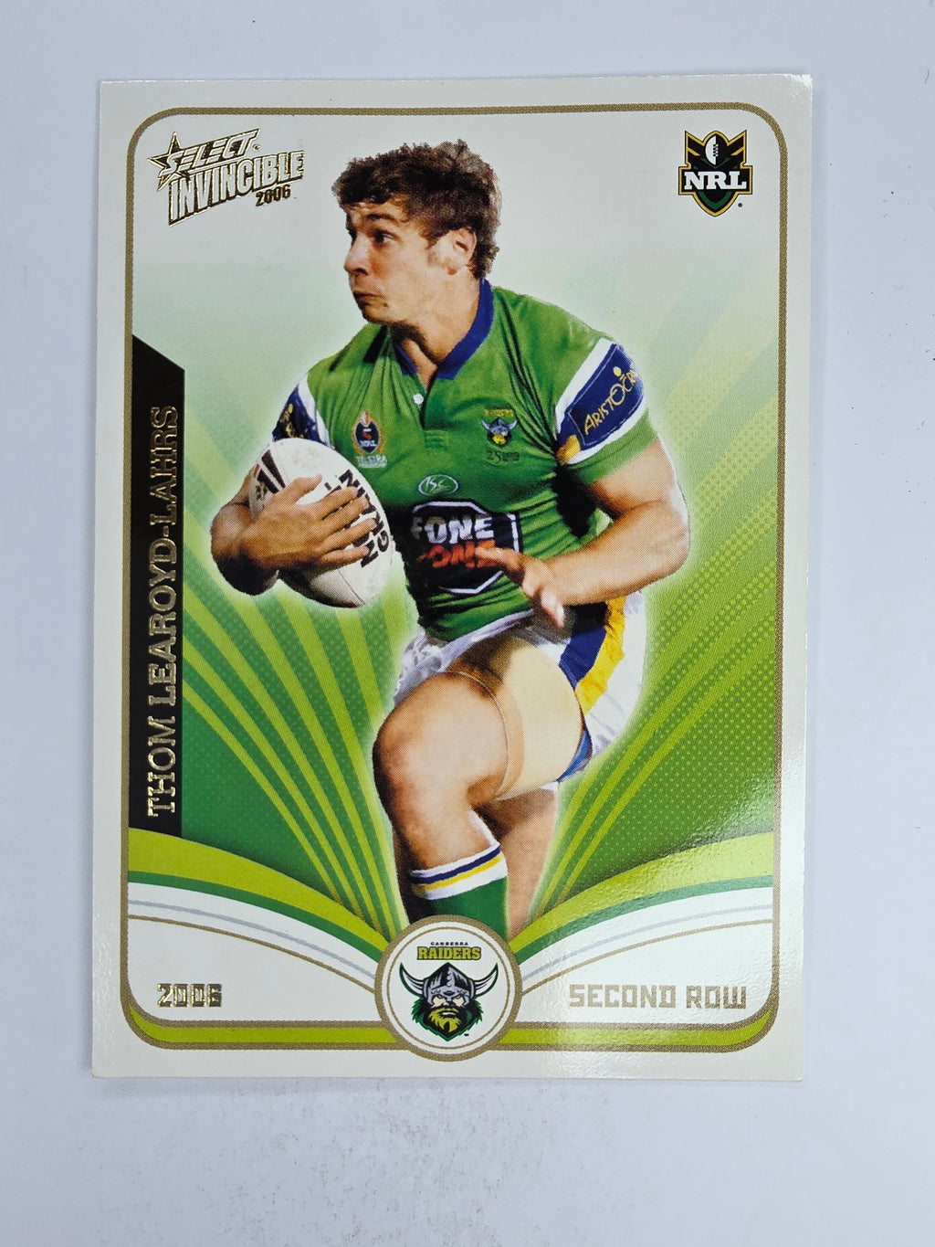 NRL 2006 Invincible Base Card #37 Thom Learoyd-Lahrs Canberra Raiders