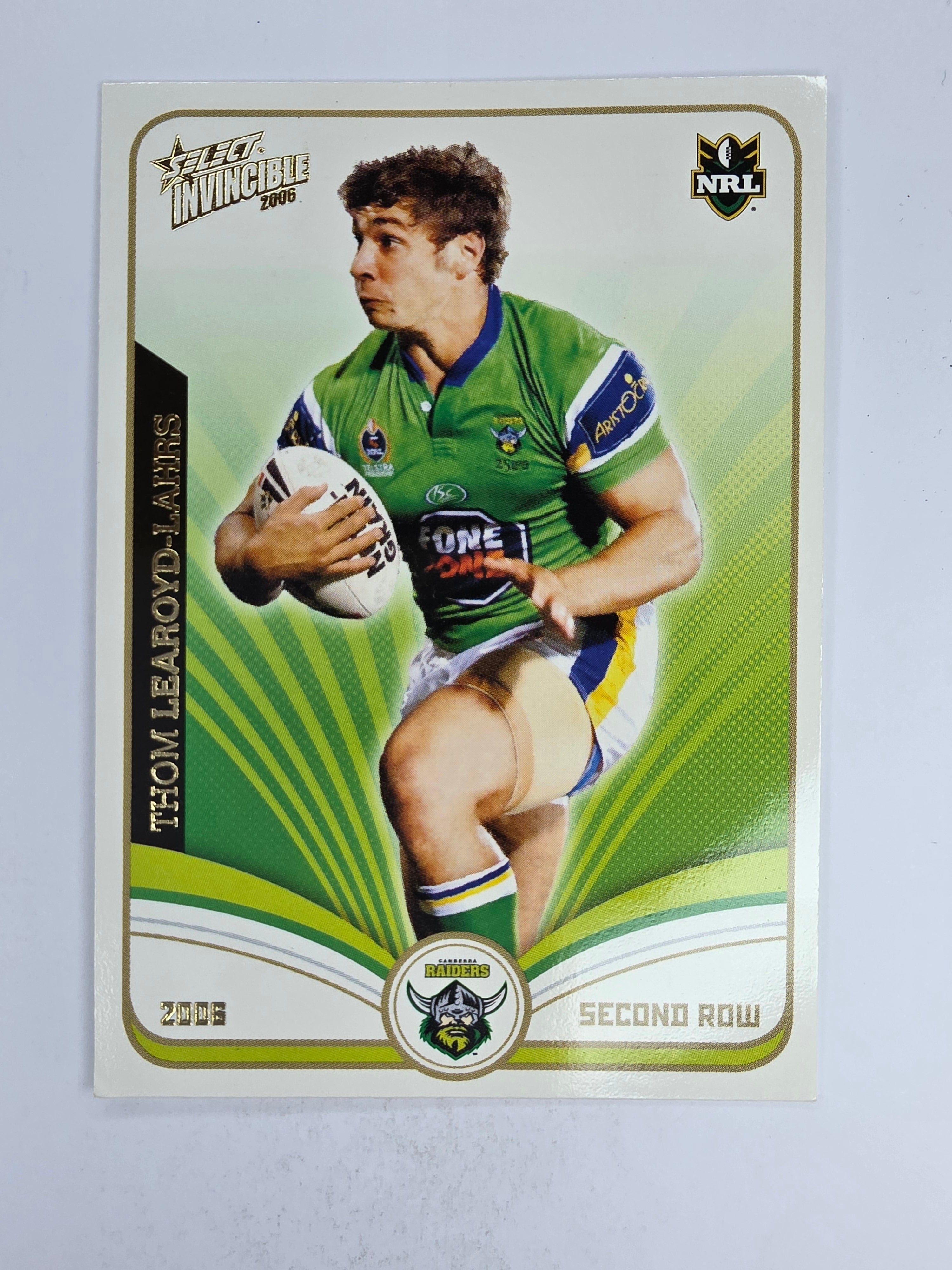 NRL 2006 Invincible Base Card #37 Thom Learoyd-Lahrs Canberra Raiders