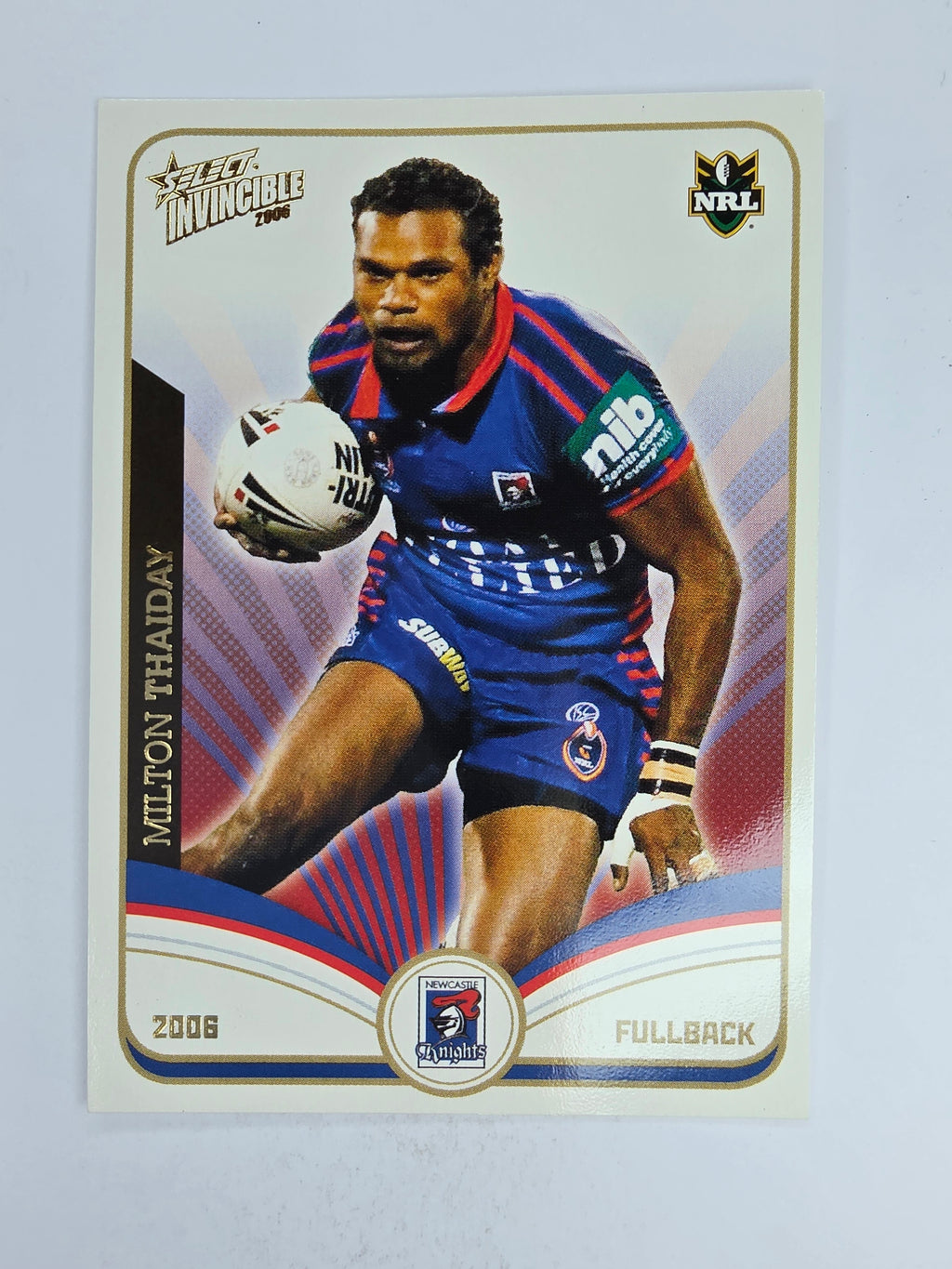 NRL 2006 Invincible Base Card #76 Milton Thaiday Newcastle Knights