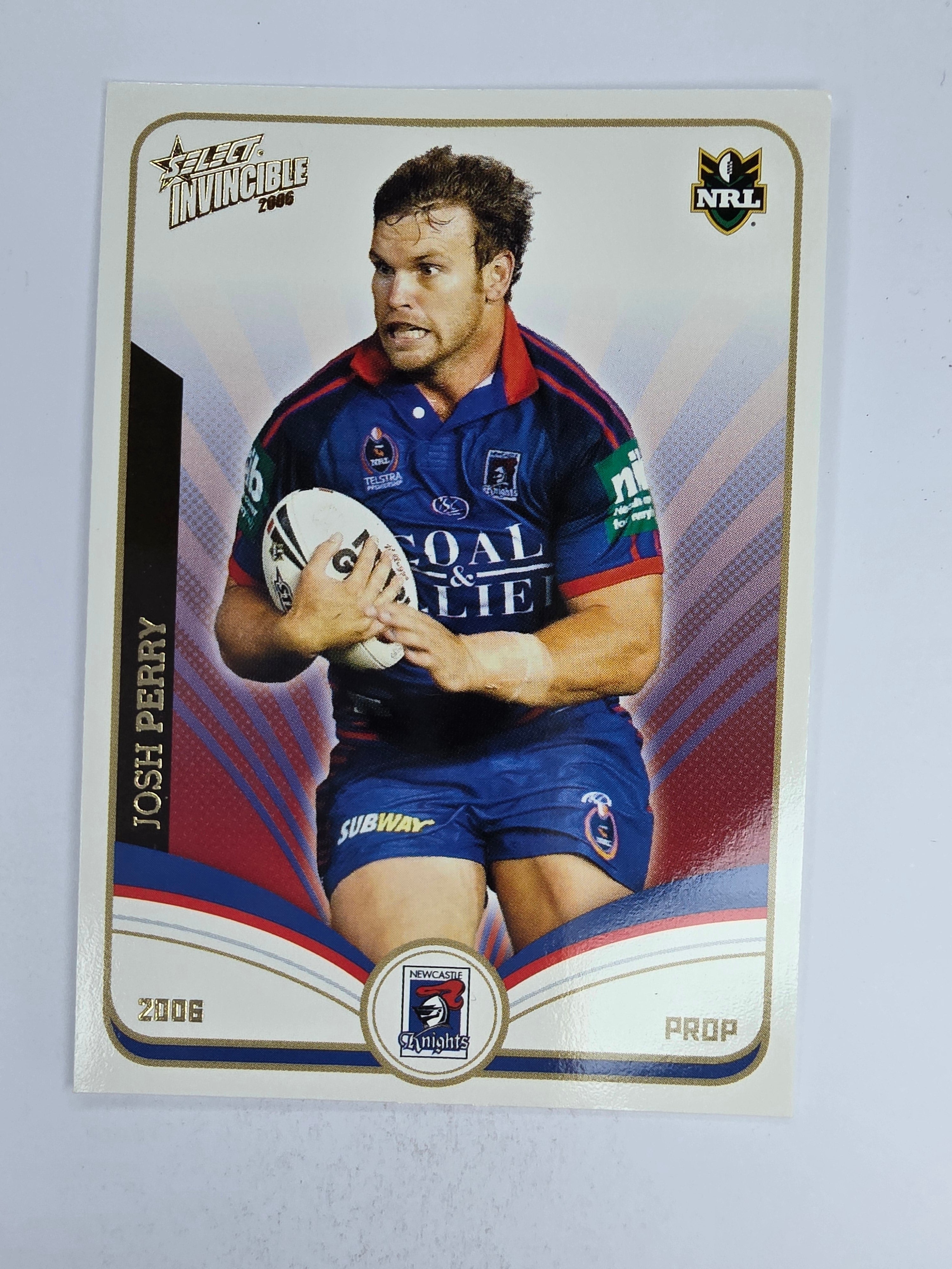 NRL 2006 Invincible Base Card #80 Josh Perry Newcastle Knights