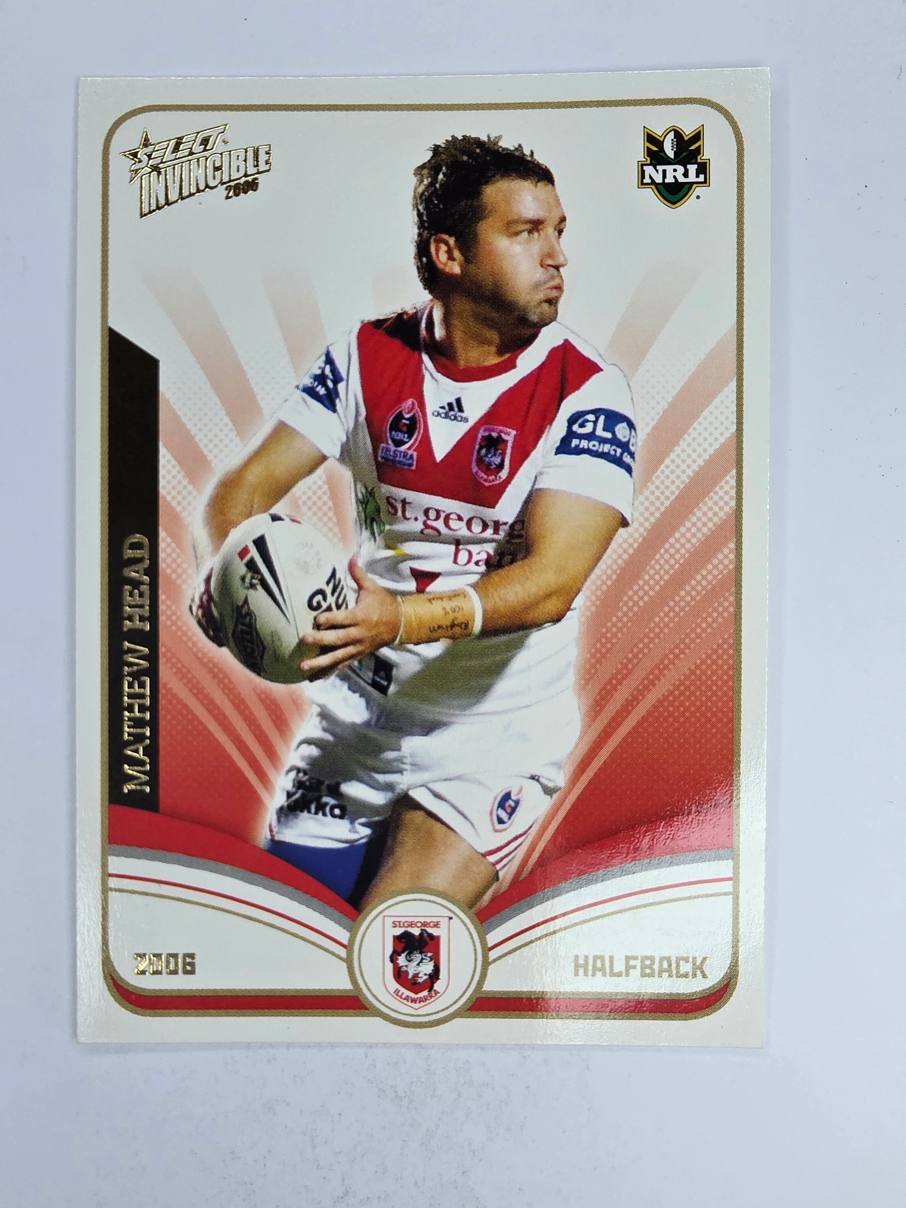 NRL 2006 Invincible Base Card #126 Mathew Head St George Illawarra Dragons