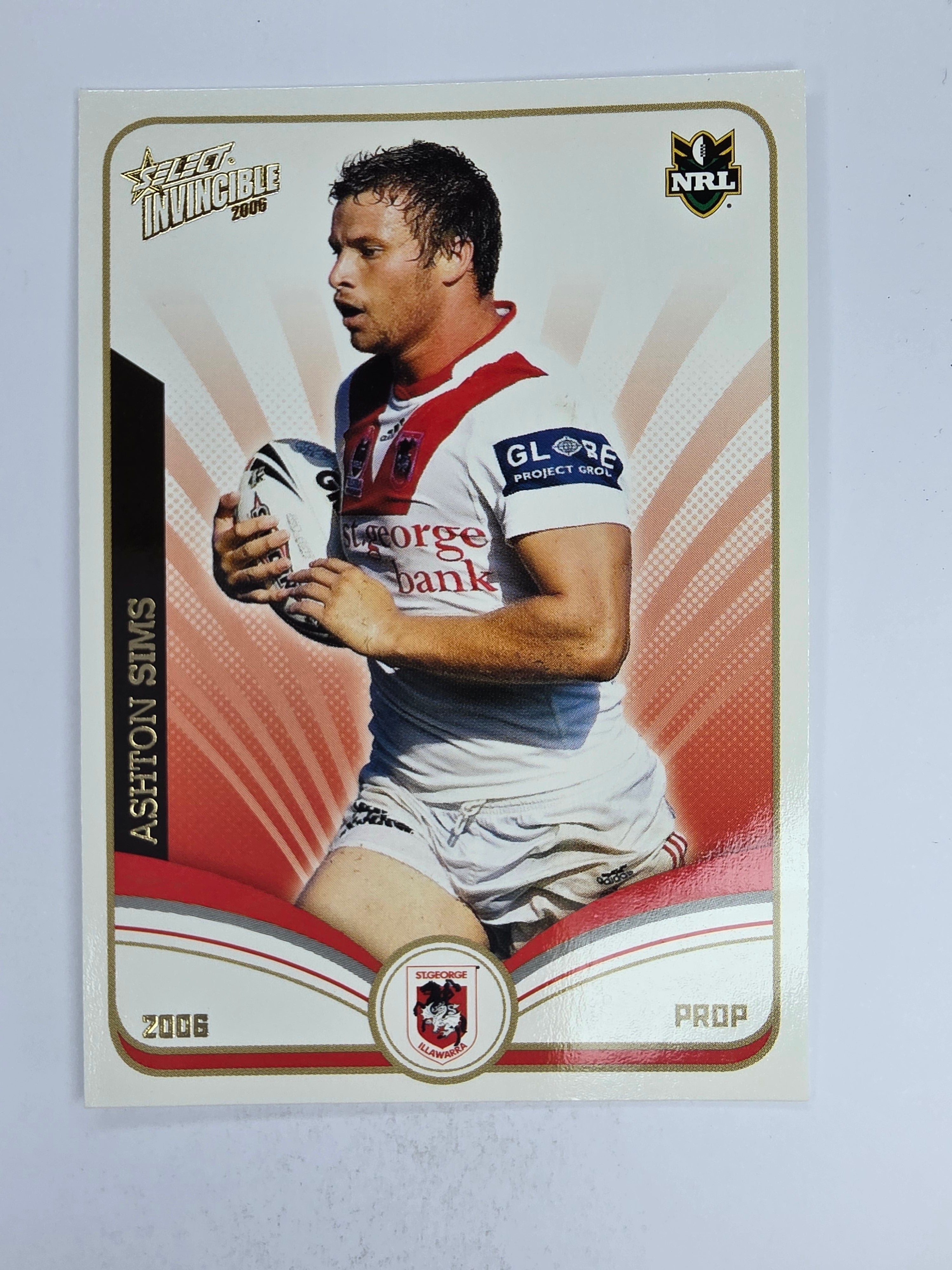 NRL 2006 Invincible Base Card #132 Ashton Sims St George Illawarra Dragons