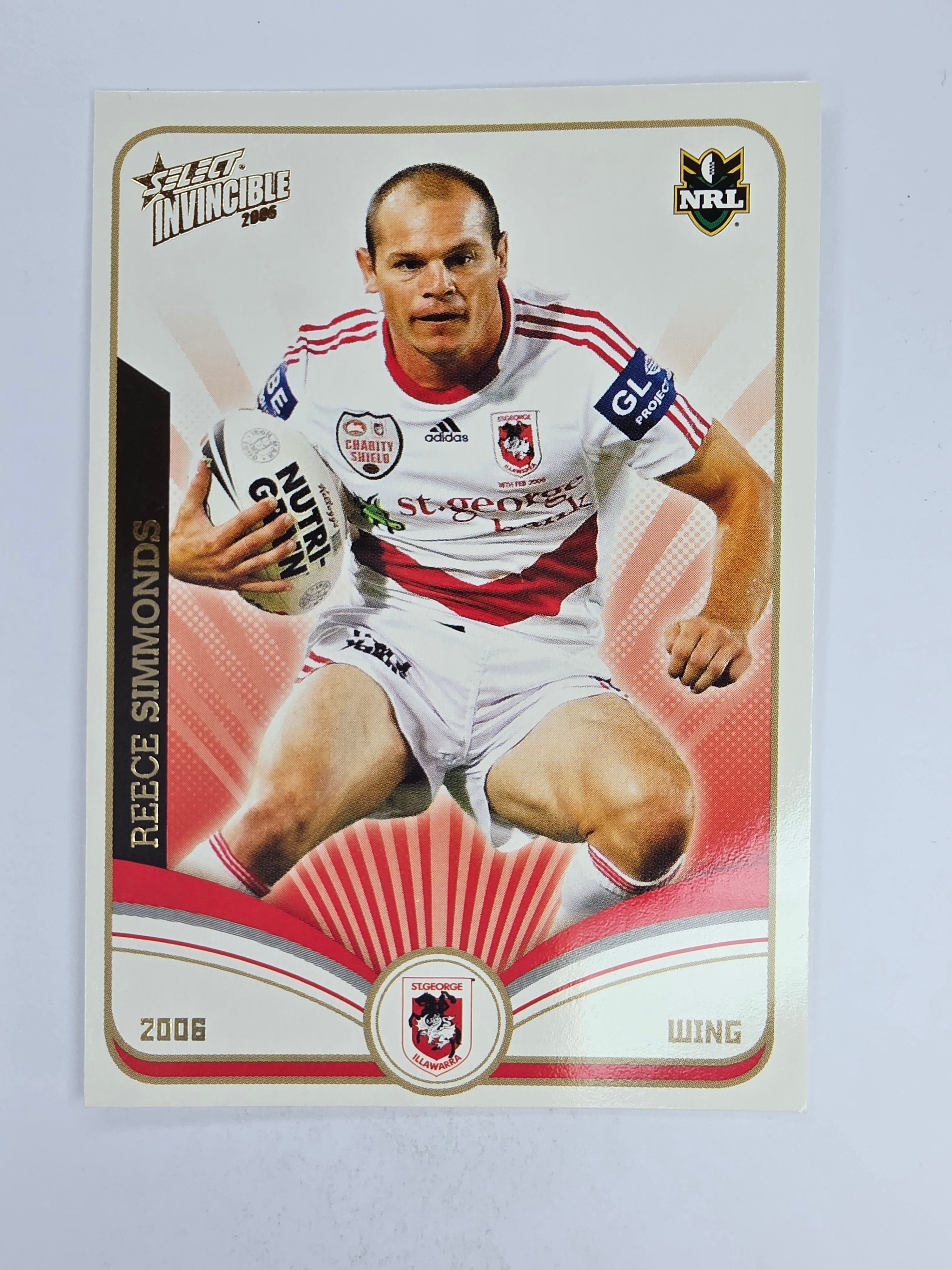 NRL 2006 Invincible Base Card #133 Reece Simmonds St George Illawarra Dragons