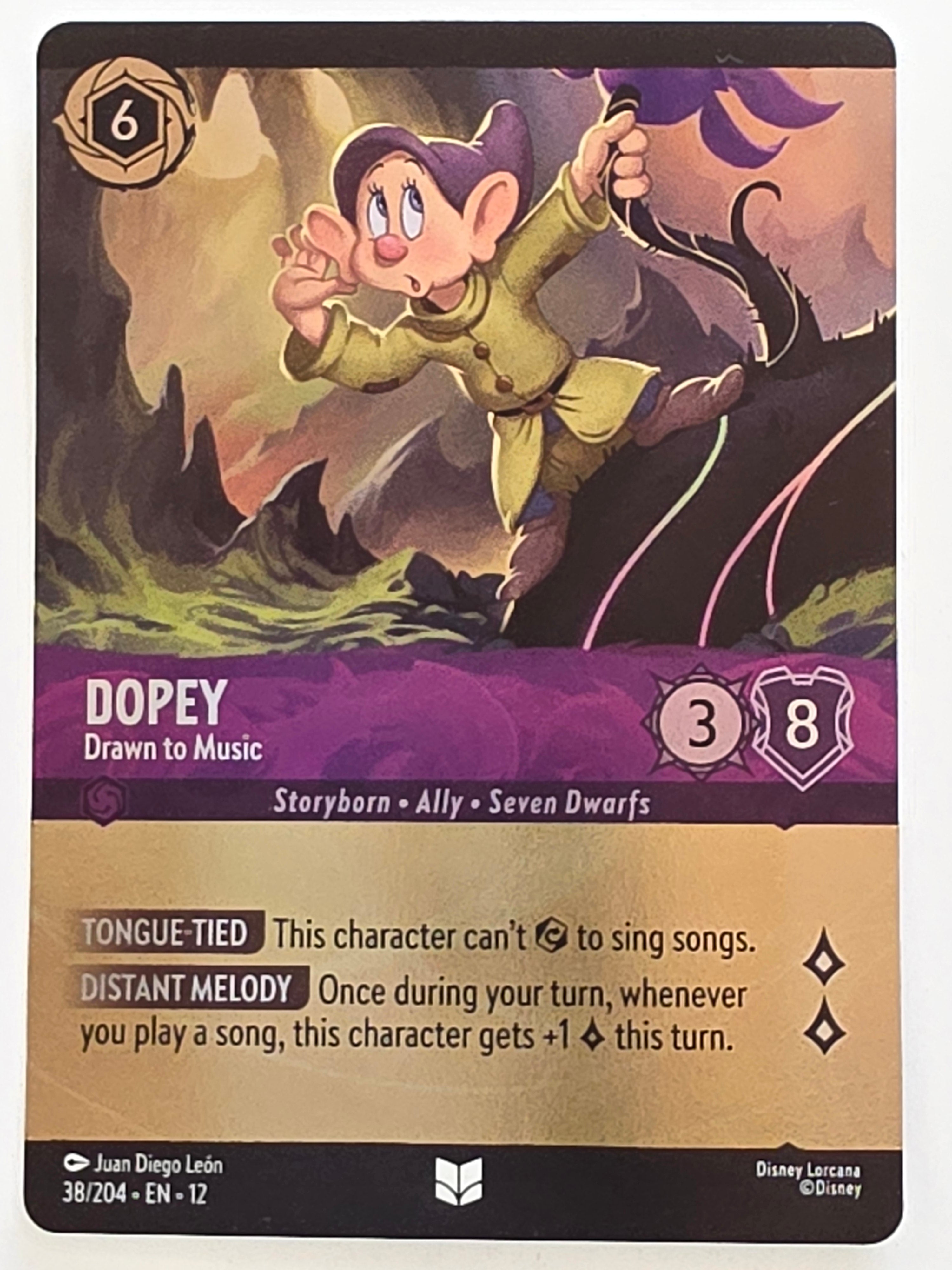 Disney Lorcana Wilds Unknown | Coldfoil | #038/204 | Dopey Drawn to Music | Uncommon