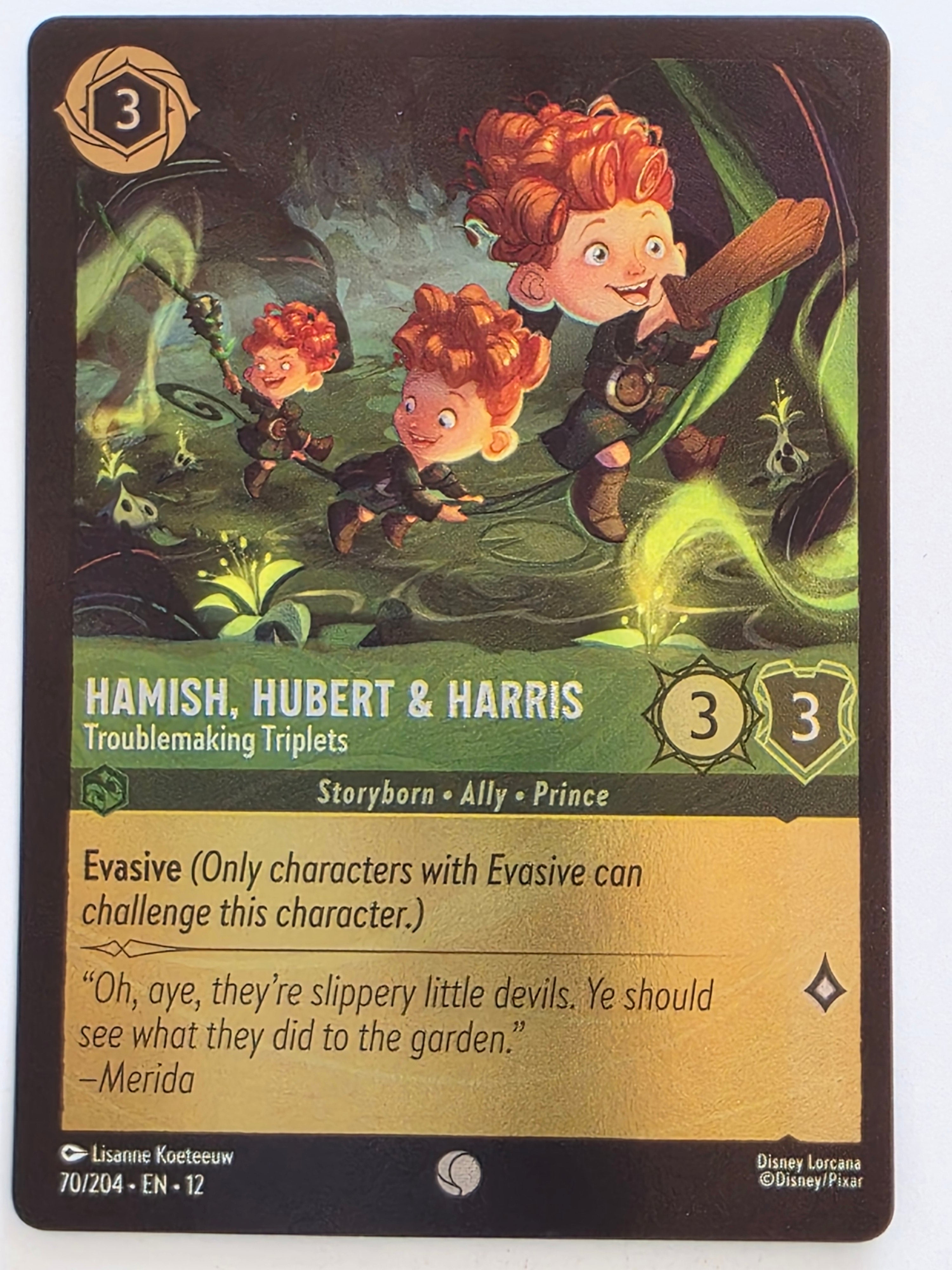 Disney Lorcana Wilds Unknown | Coldfoil | #070/204 | Hamish Hubert & Harris Troublemaking Triplets | Common