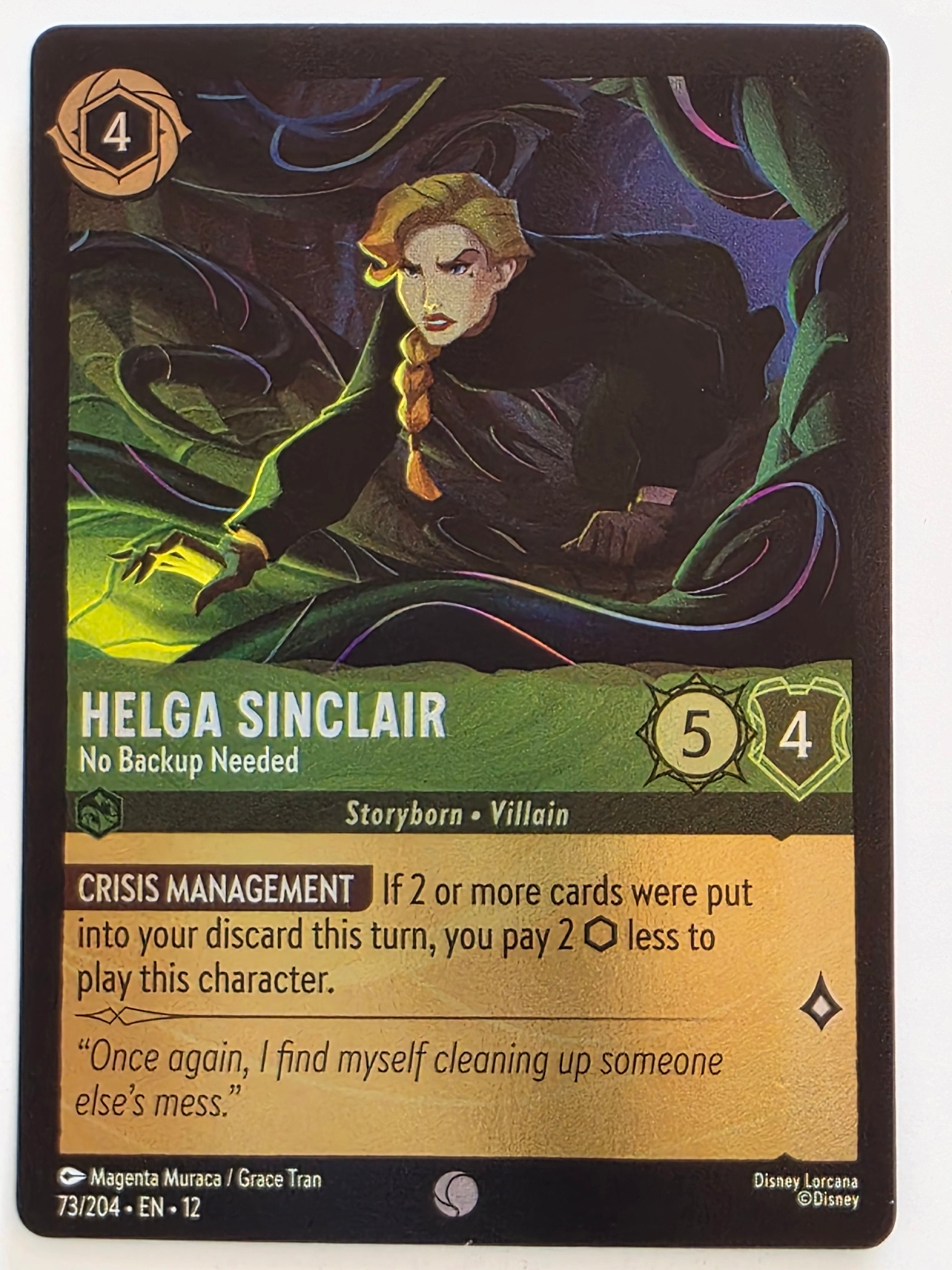 Disney Lorcana Wilds Unknown | Coldfoil | #073/204 | Helga Sinclair No Backup Needed | Common