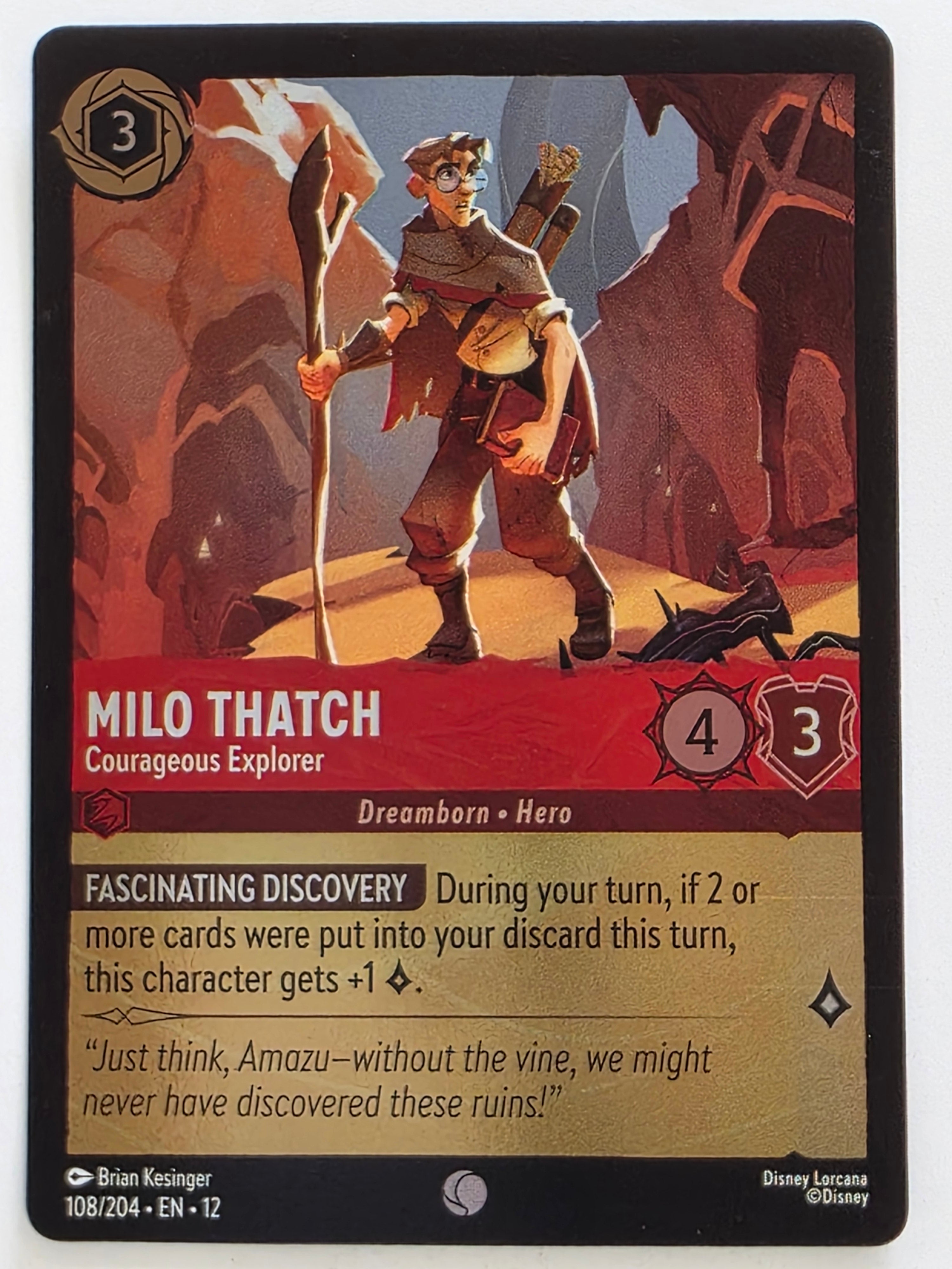 Disney Lorcana Wilds Unknown | Coldfoil | #108/204 | Milo Thatch Courageous Explorer | Common