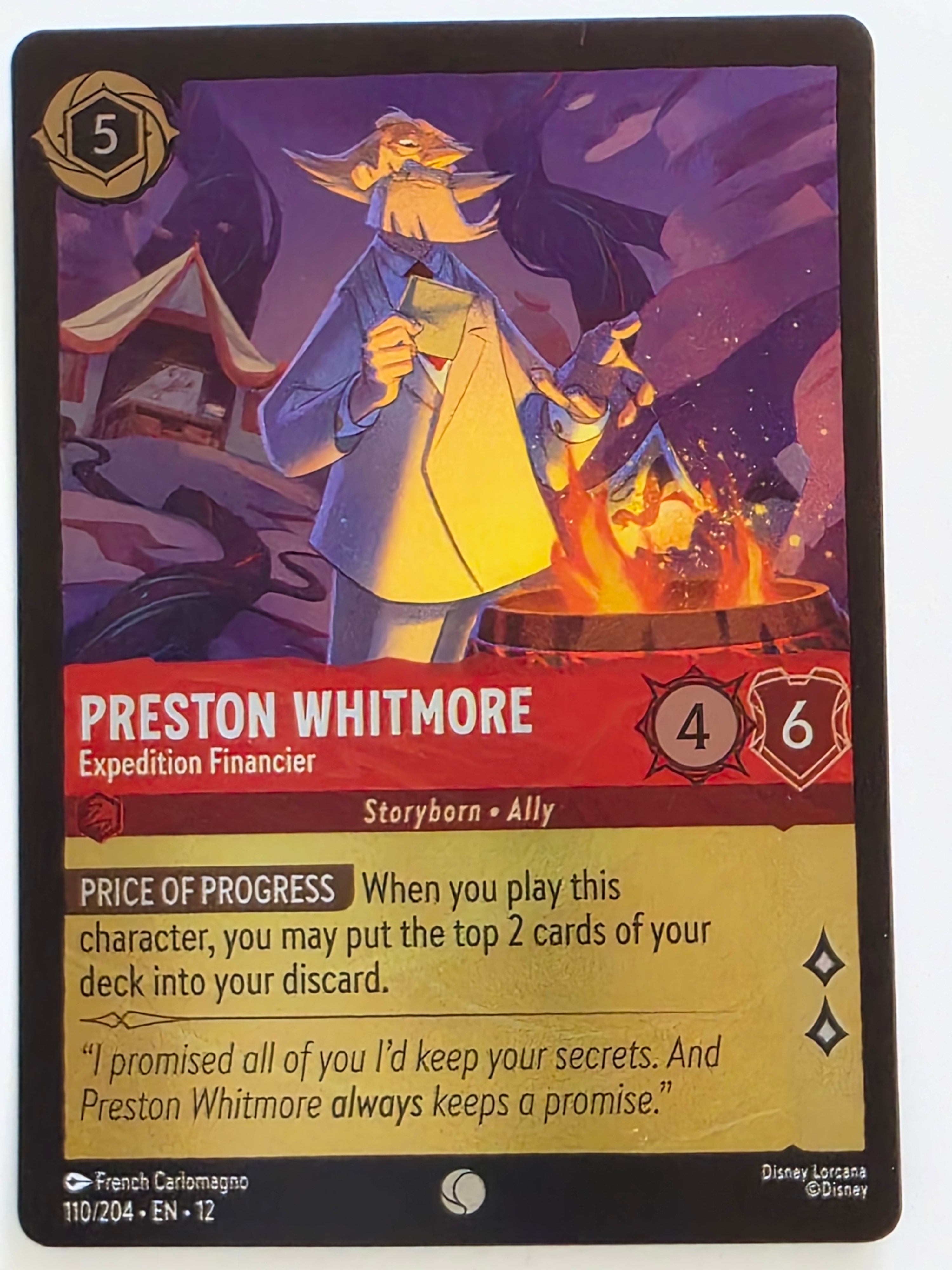 Disney Lorcana Wilds Unknown | Coldfoil | #110/204 | Preston Whitmore Expedition Financier | Common