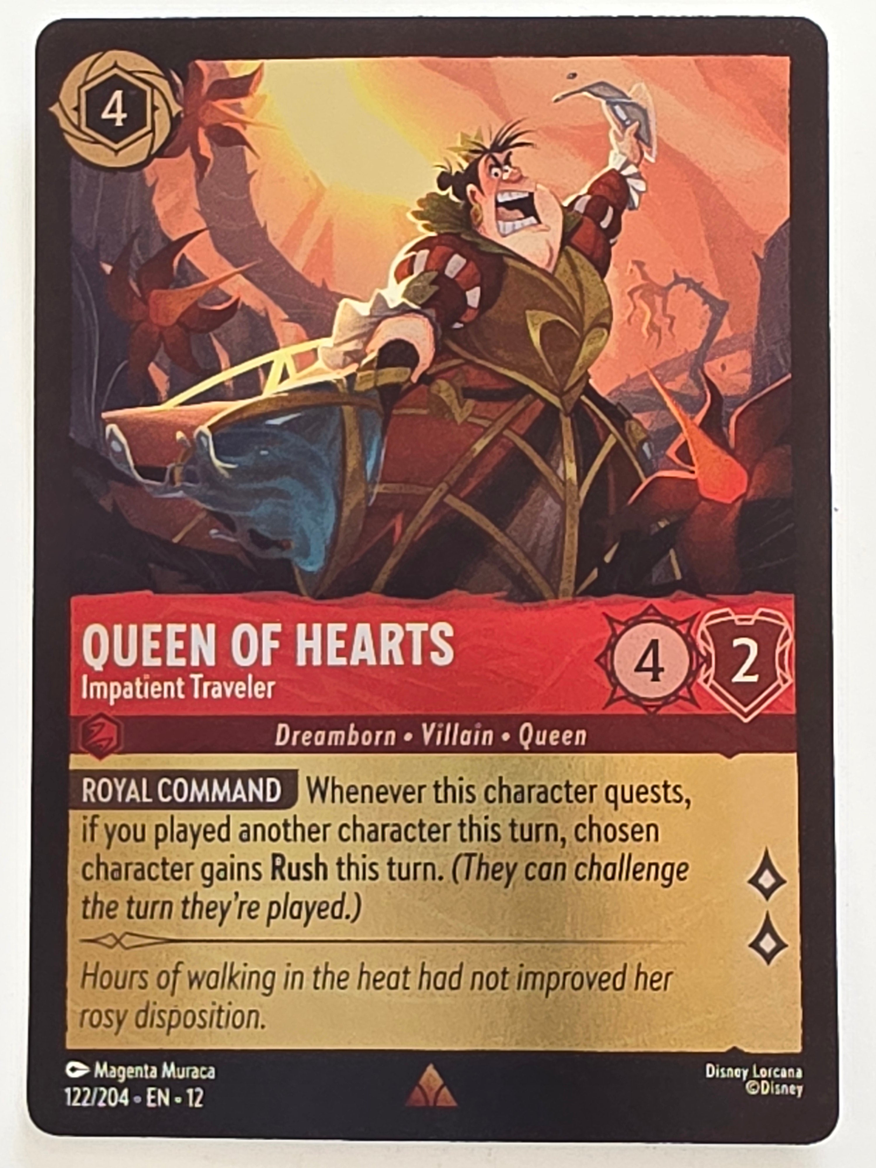 Disney Lorcana Wilds Unknown | Coldfoil | #122/204 | Queen of Hearts Impatient Traveler | Rare