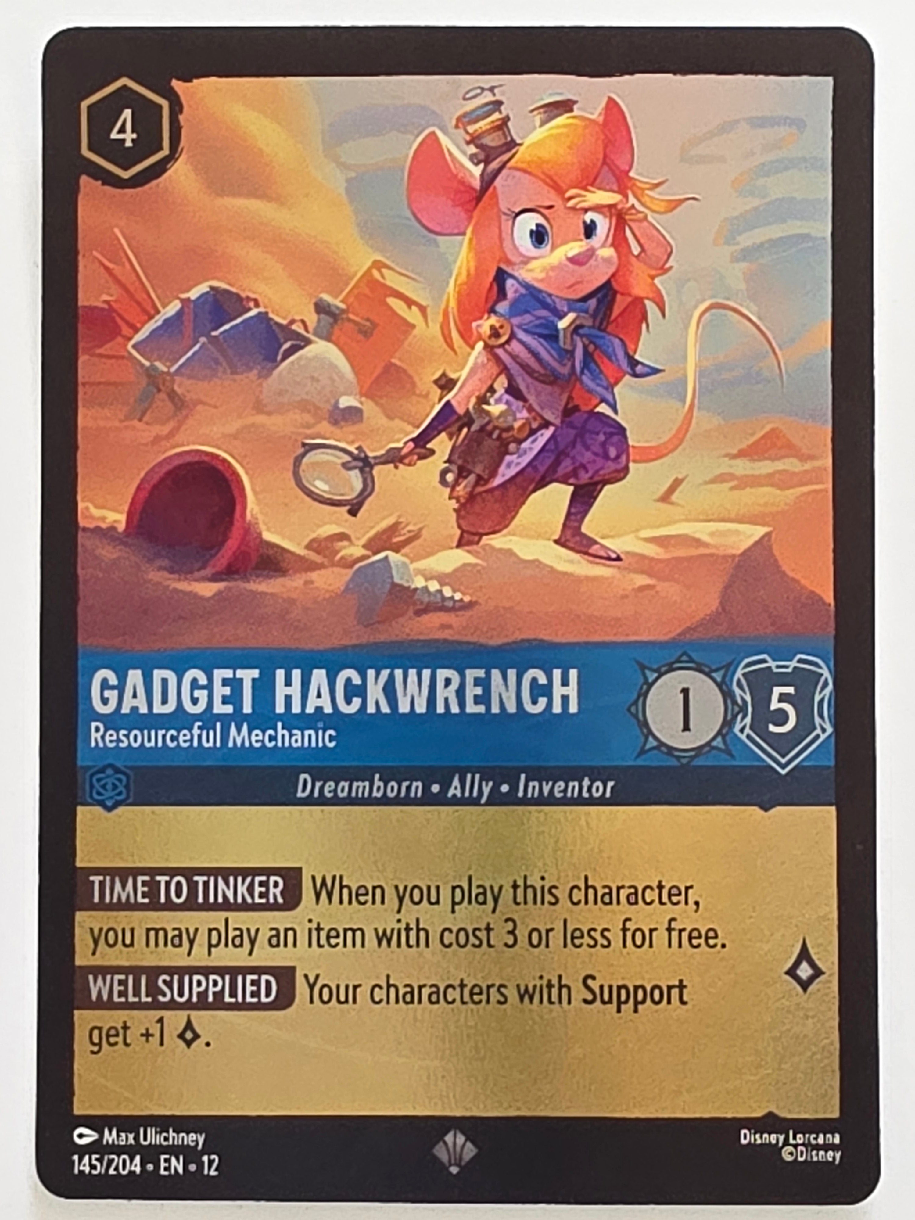 Disney Lorcana Wilds Unknown | Coldfoil | #145/204 | Gadget Hackwrench Resourceful Mechanic | Super Rare