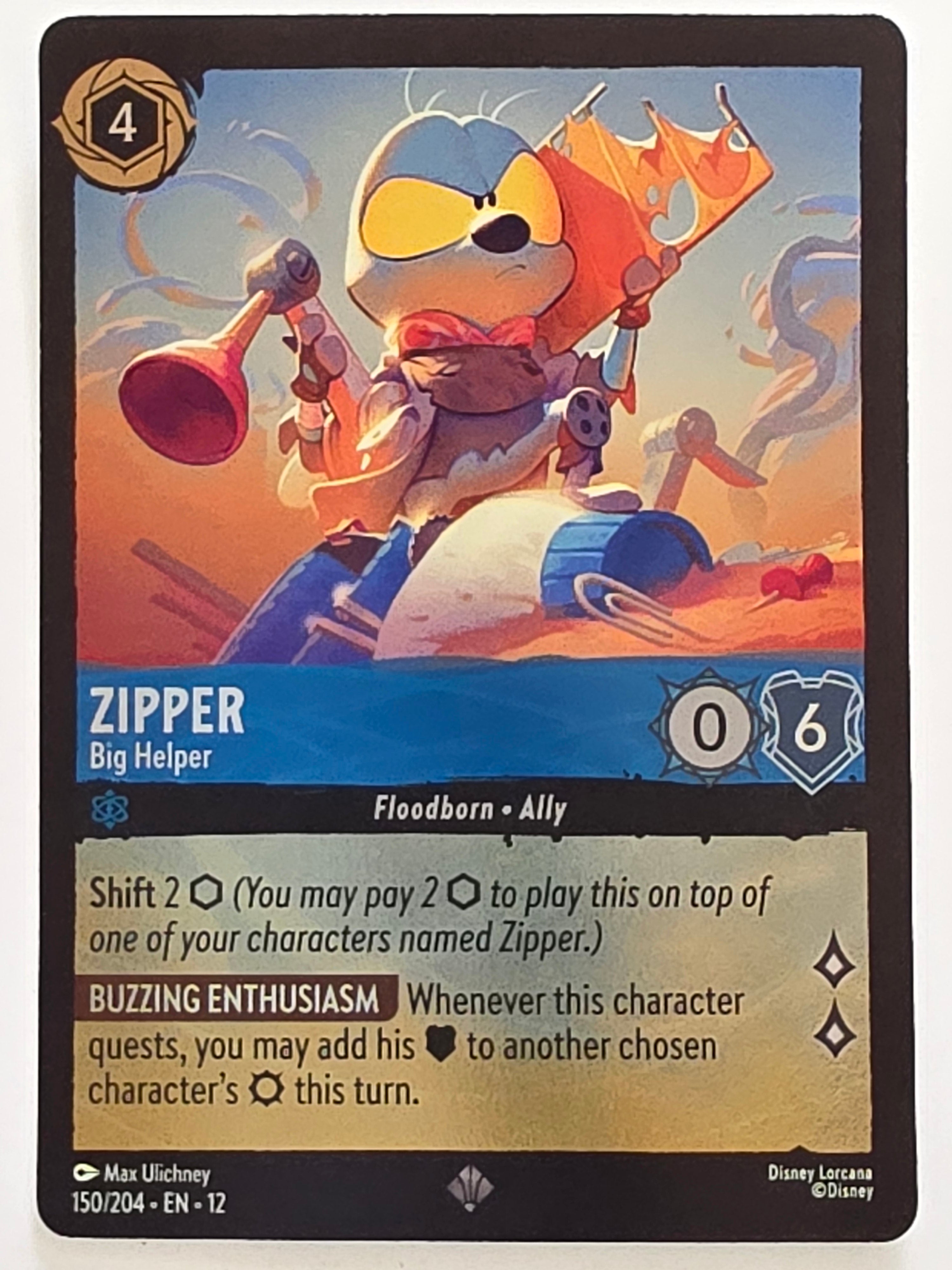 Disney Lorcana Wilds Unknown | Coldfoil | #150/204 | Zipper Big Helper | Super Rare