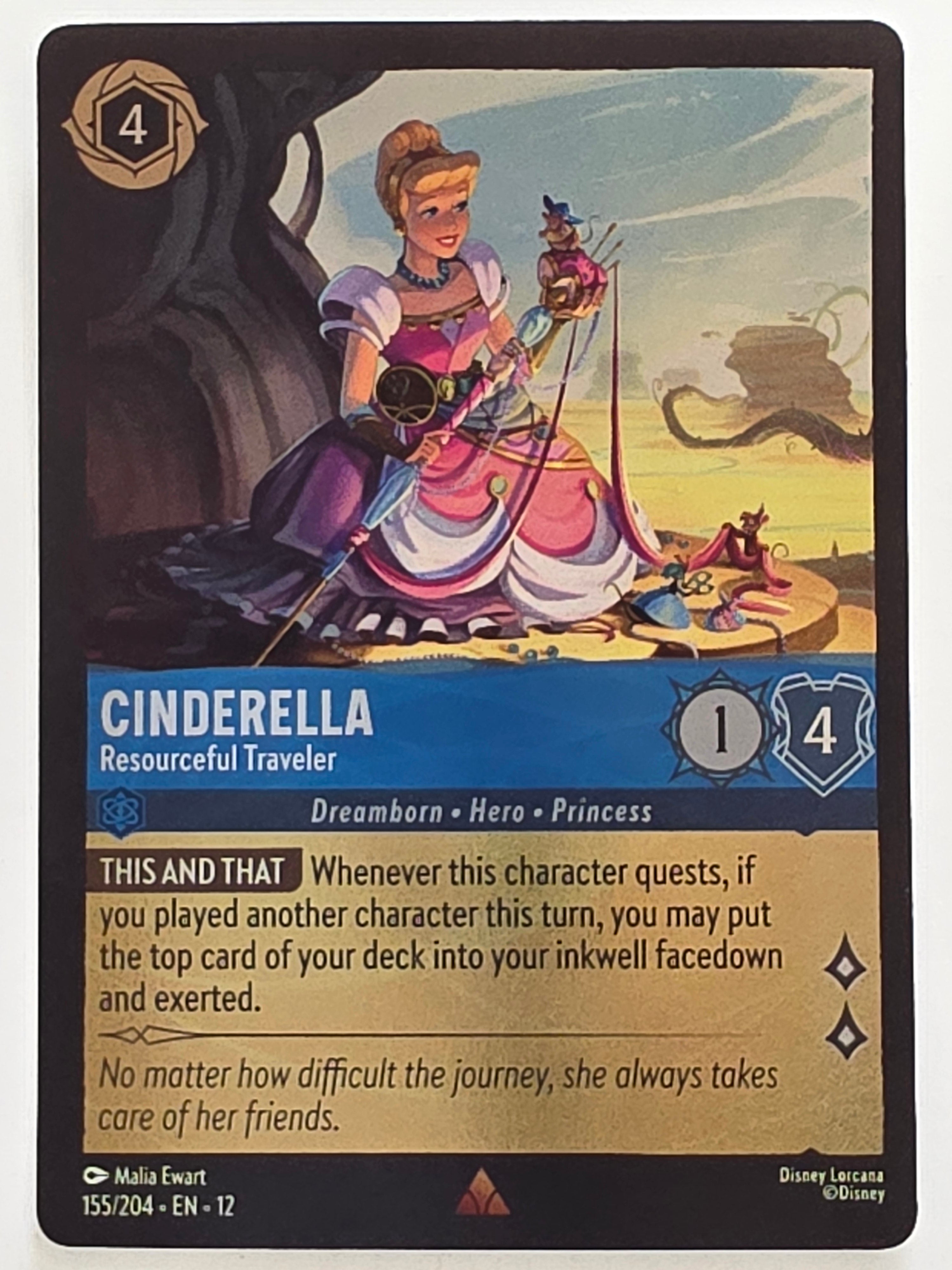 Disney Lorcana Wilds Unknown | Coldfoil | #155/204 | Cinderella Resourceful Traveler | Rare