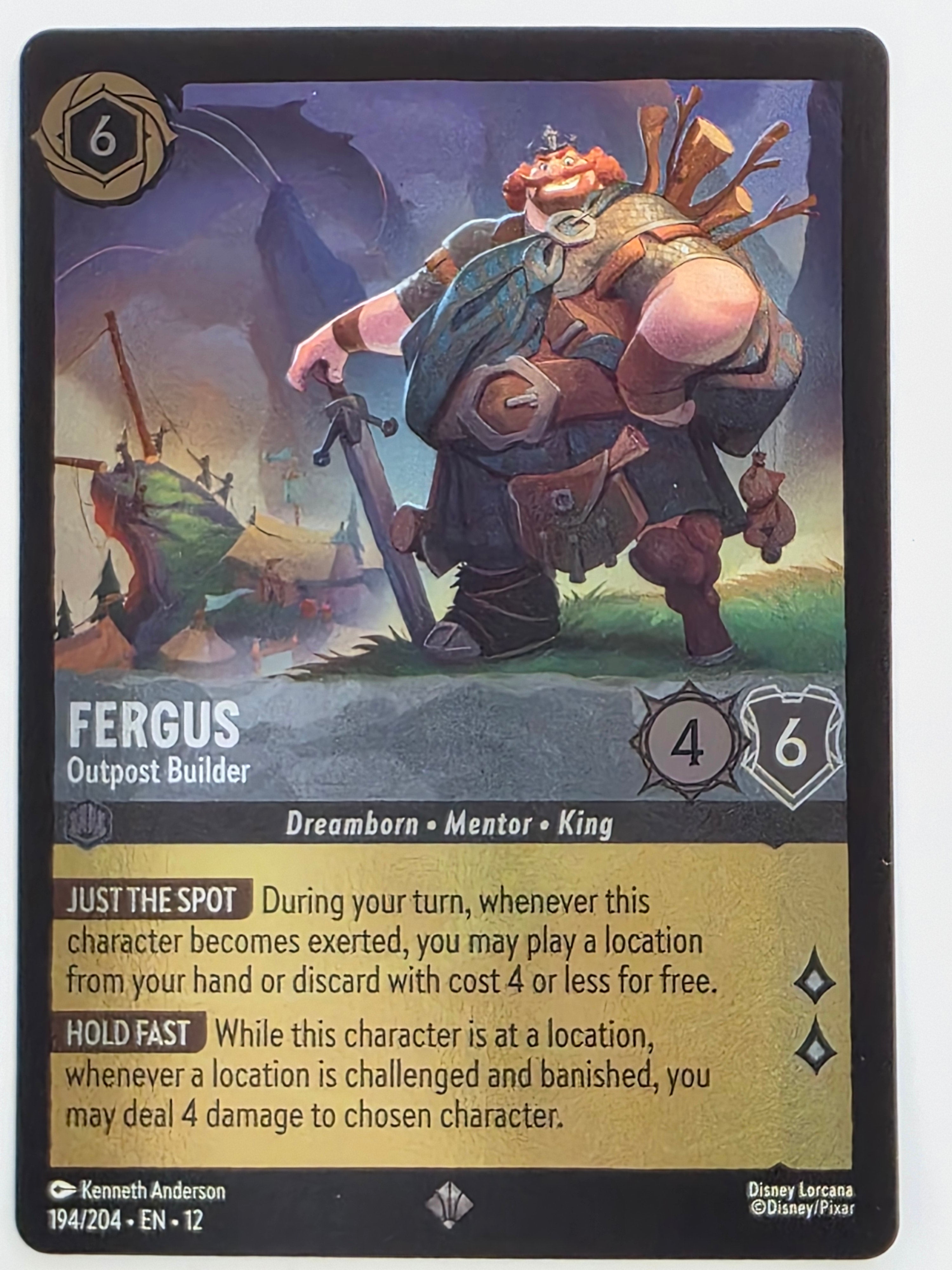 Disney Lorcana Wilds Unknown | Coldfoil | #194/204 | Fergus Outpost Builder | Super Rare