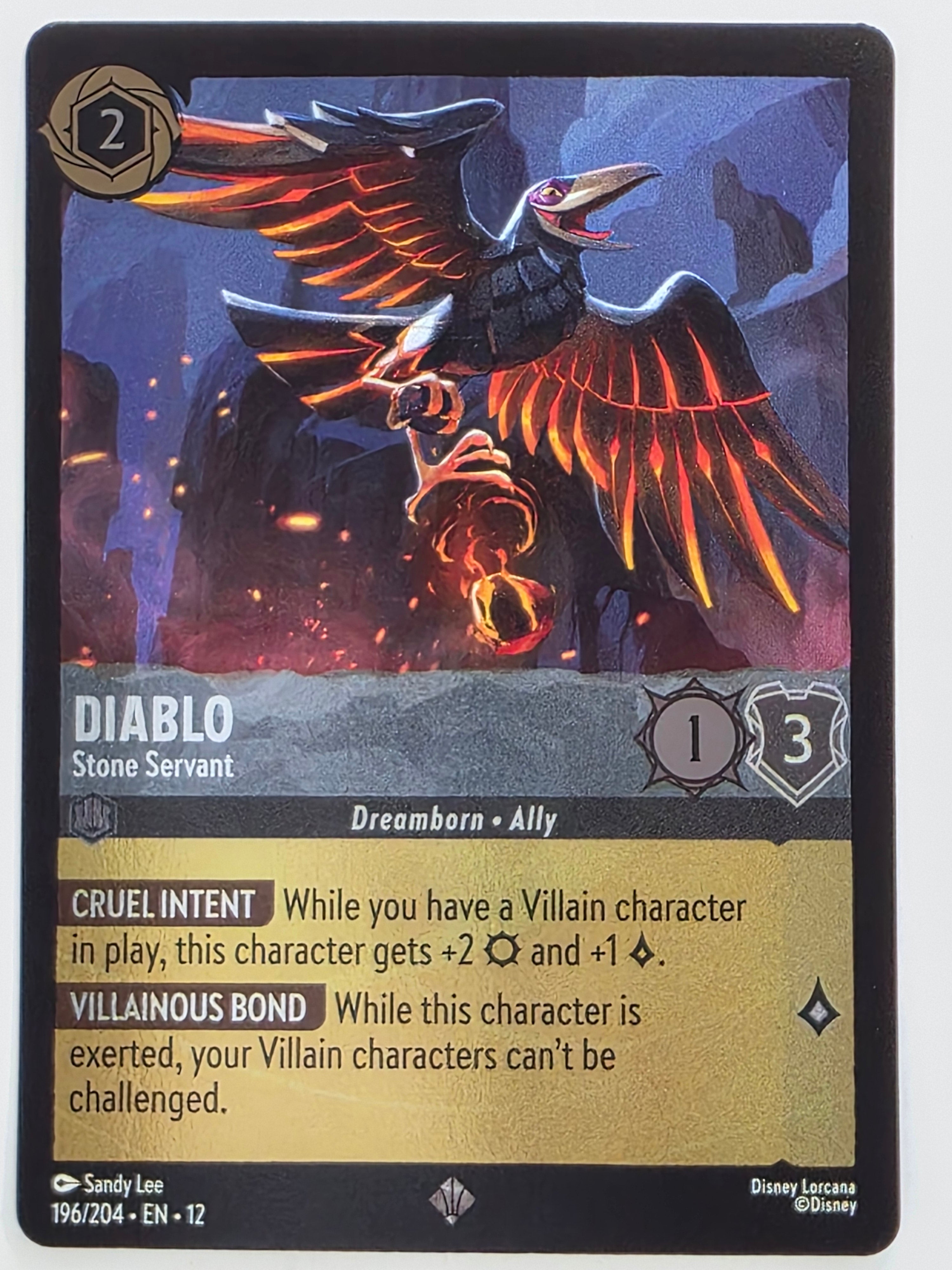 Disney Lorcana Wilds Unknown | Coldfoil | #196/204 | Diablo Stone Servant | Super Rare