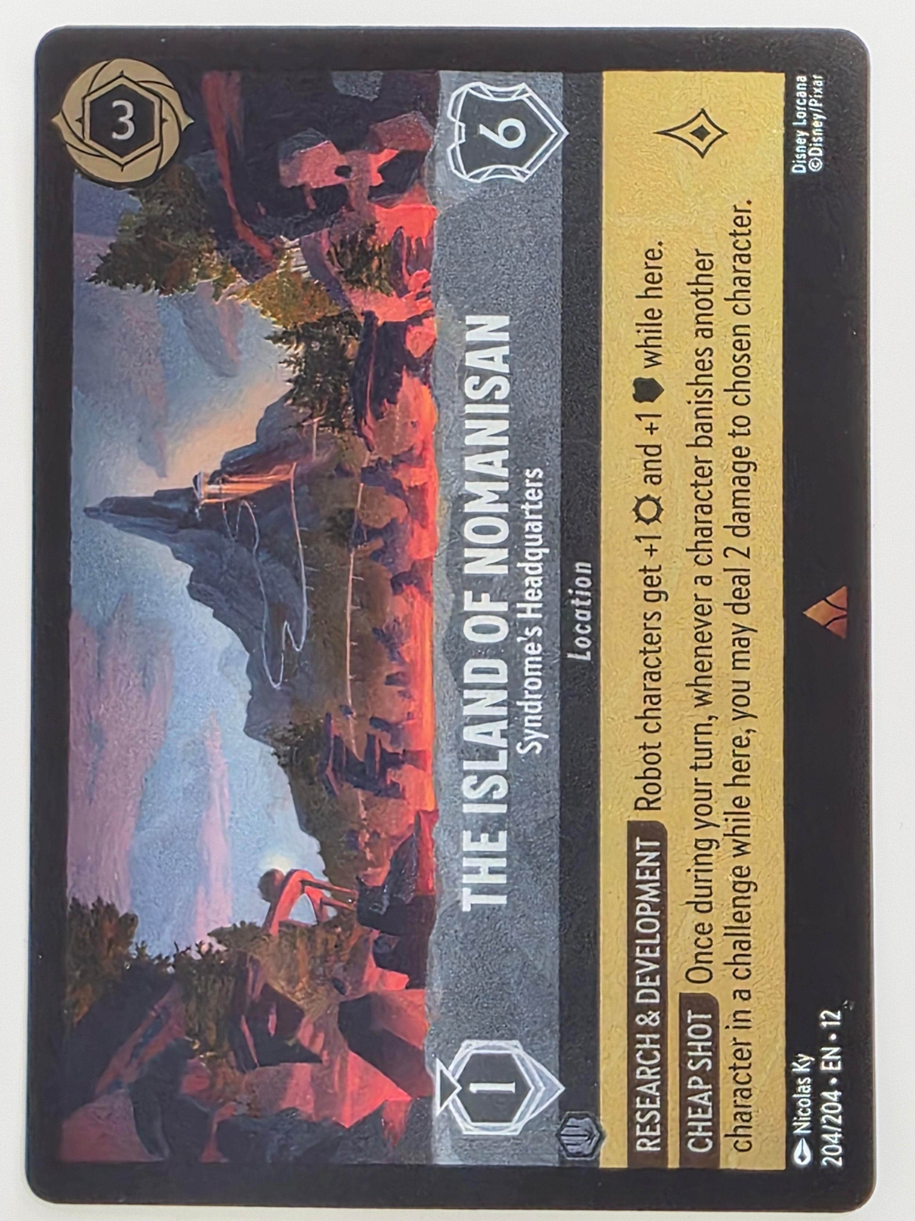 Disney Lorcana Wilds Unknown | Coldfoil | #204/204 | The Island of Nomanisan Syndrome's Headquarters | Rare