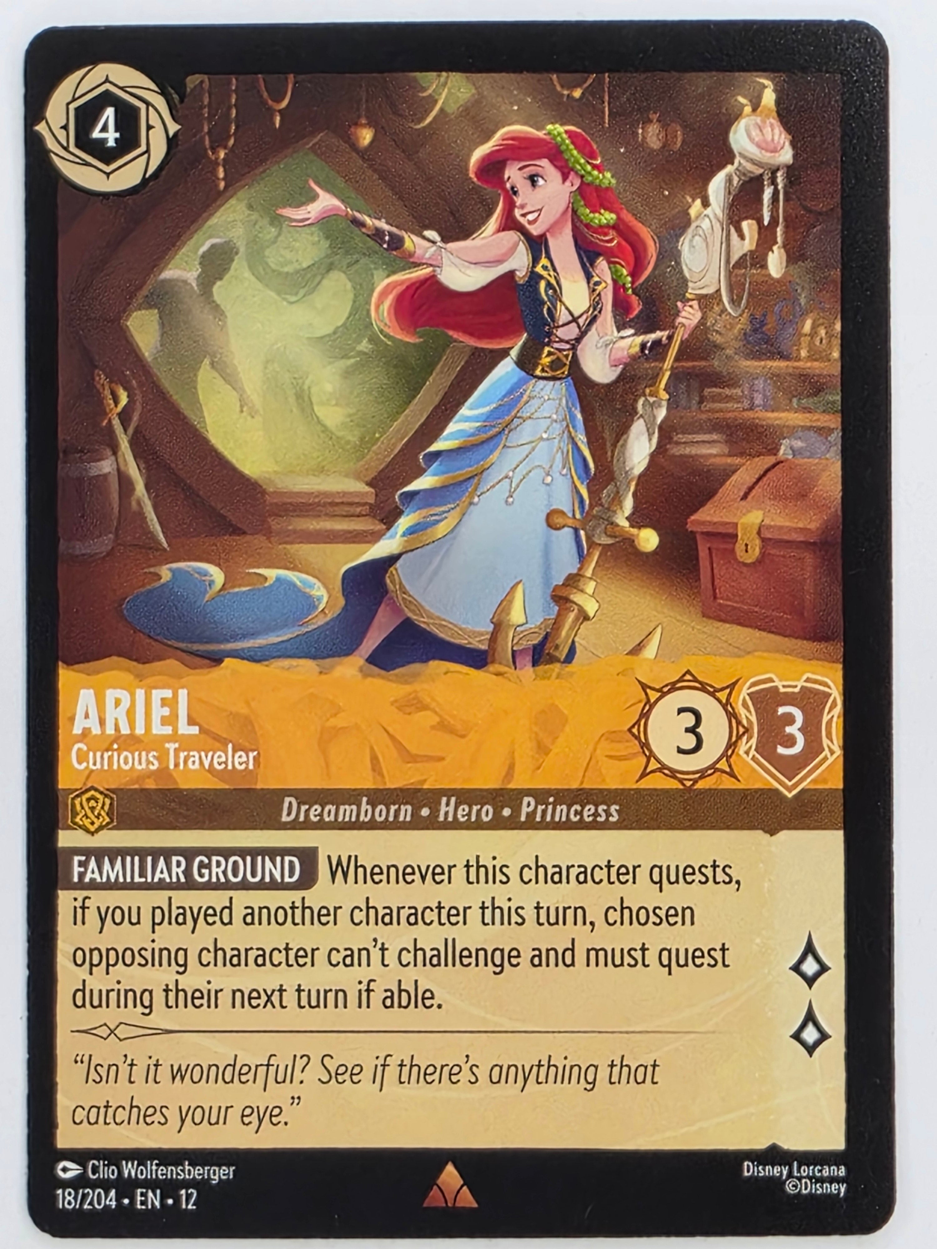 Disney Lorcana Wilds Unknown | #018/204 | Ariel Curious Traveler | Rare
