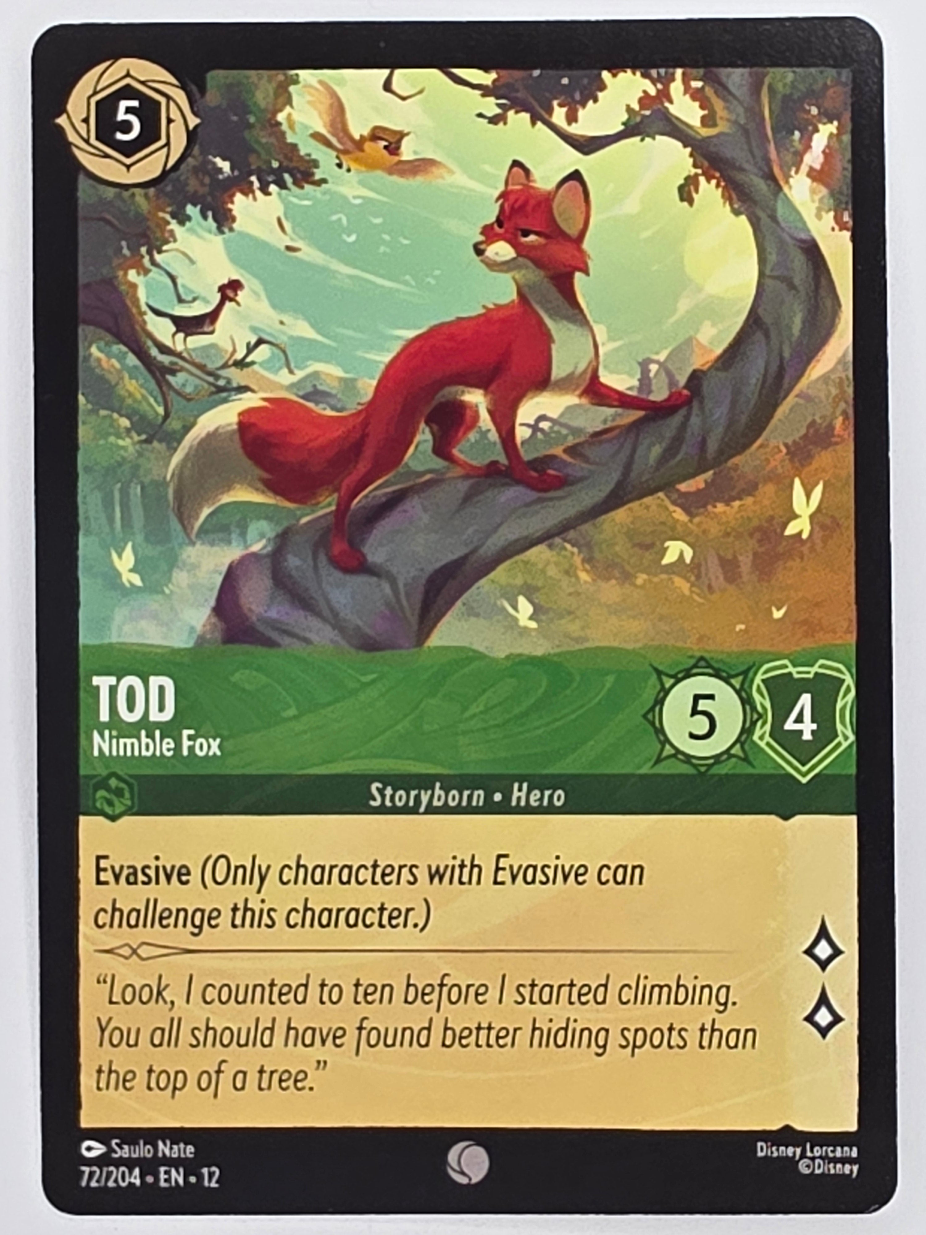 Disney Lorcana Wilds Unknown | #072/204 | Tod Nimble Fox | Common