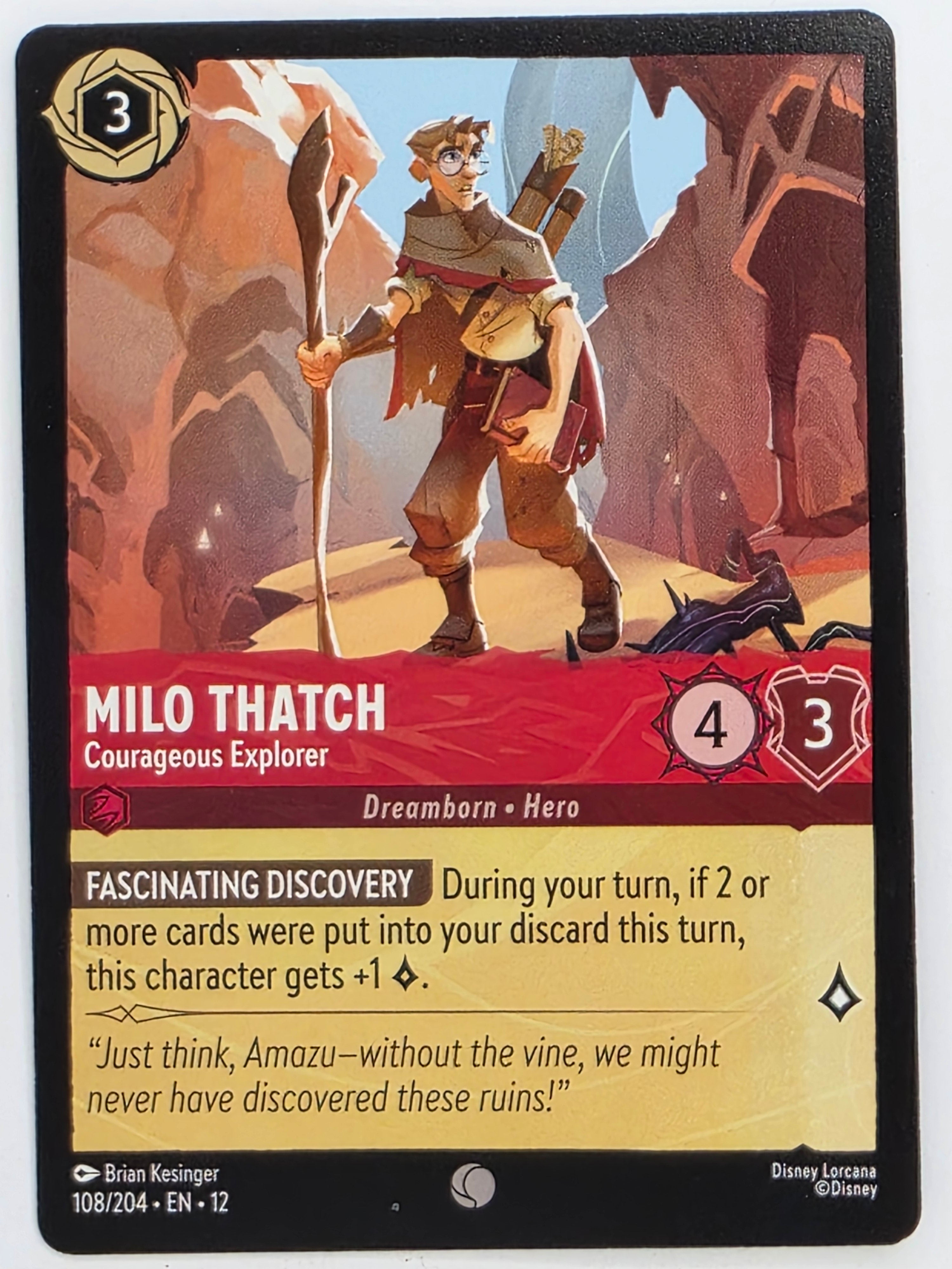 Disney Lorcana Wilds Unknown | #108/204 | Milo Thatch Courageous Explorer | Common