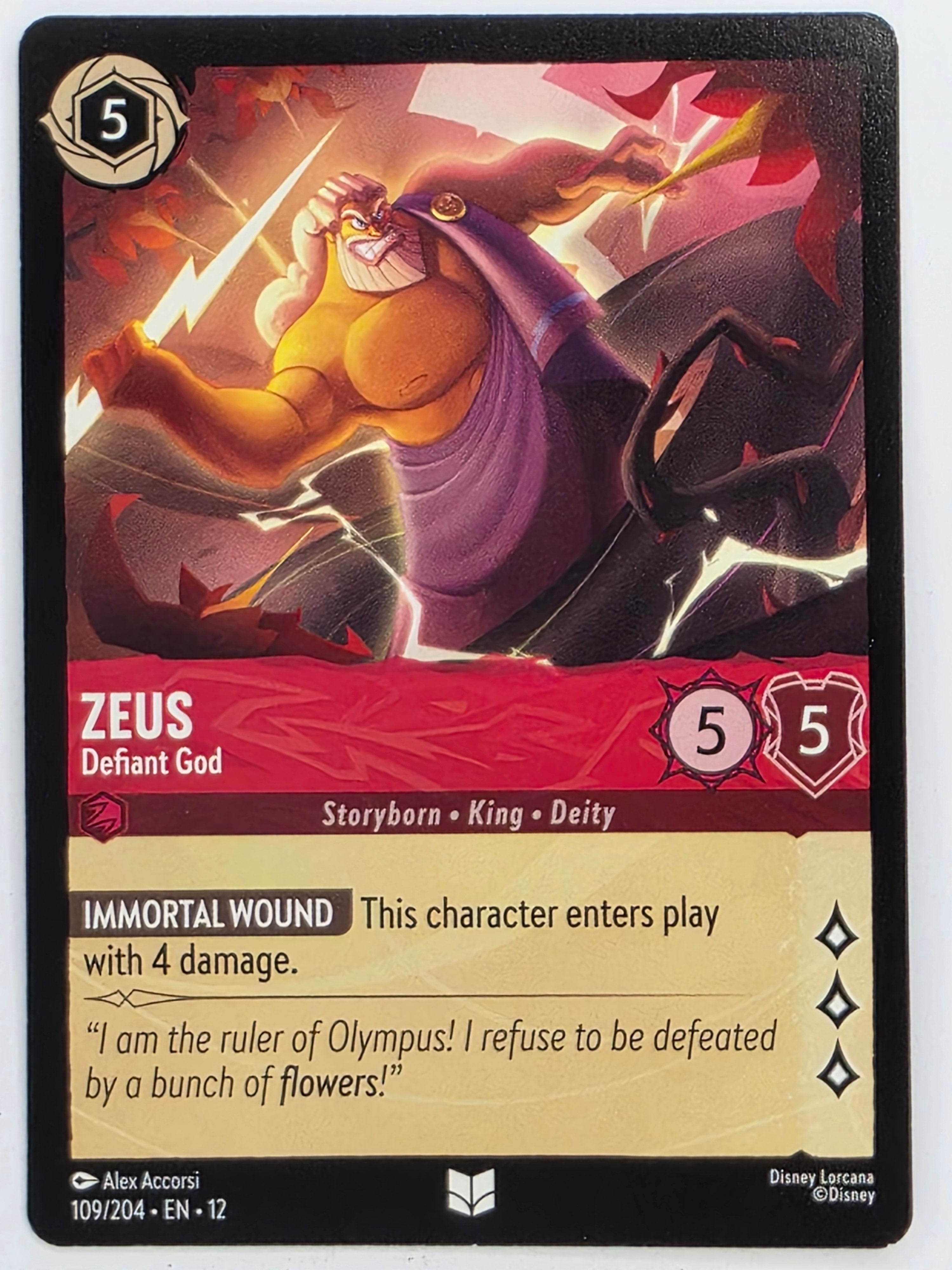 Disney Lorcana Wilds Unknown | #109/204 | Zeus Defiant God | Uncommon