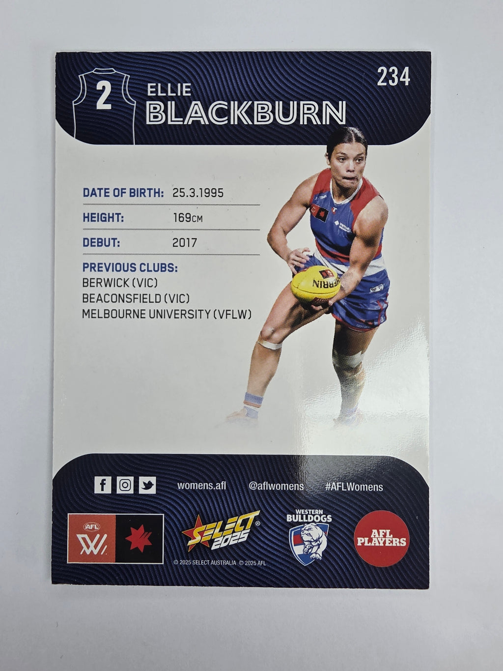 AFL 2025 Footy Stars Base Card #234 Ellie Blackburn Western Bulldogs AFLW