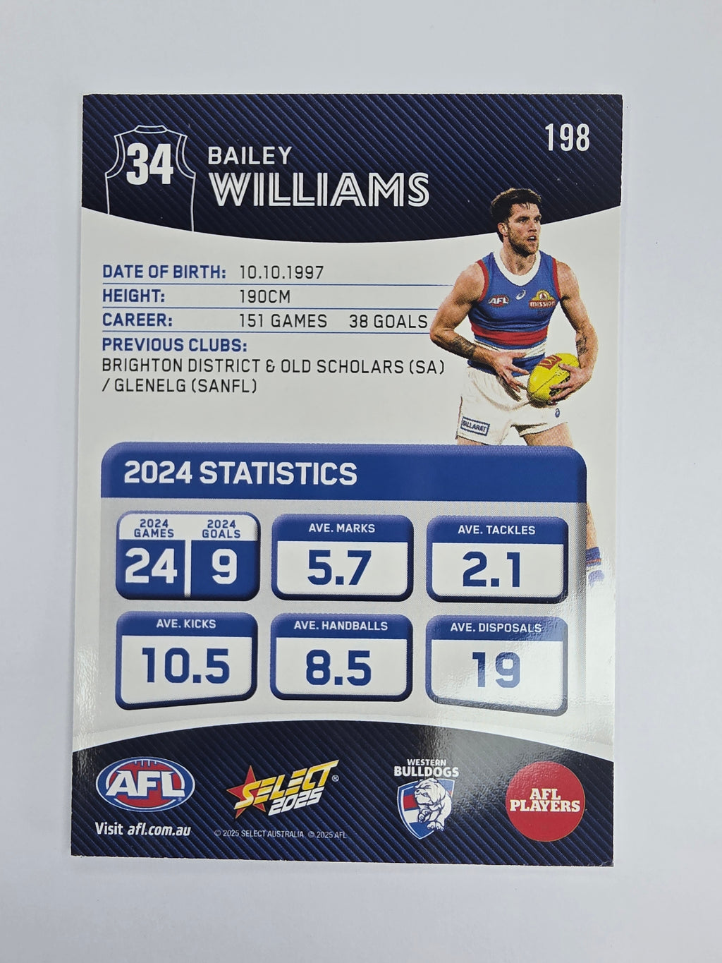 AFL 2025 Footy Stars Base Card #198 Bailey Williams Western Bulldogs