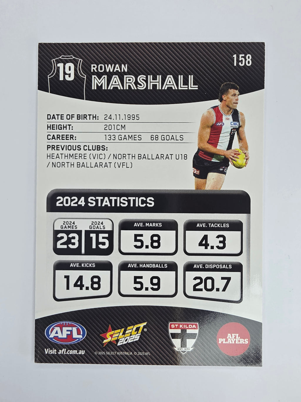 AFL 2025 Footy Stars Base Card #158 Rowan Marshall St Kilda