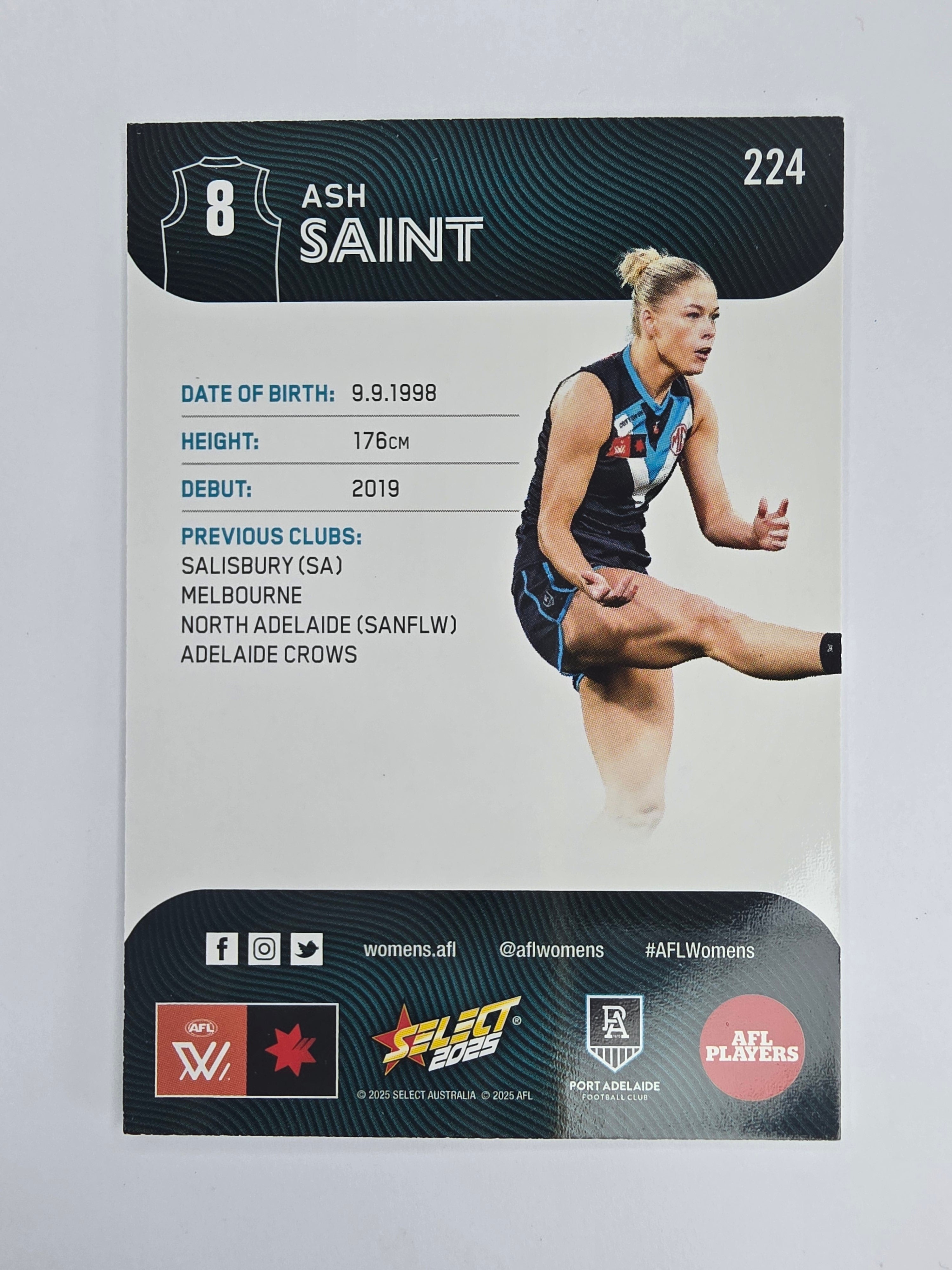 AFL 2025 Footy Stars Base Card #224 Ashleigh Saint Port Adelaide AFLW