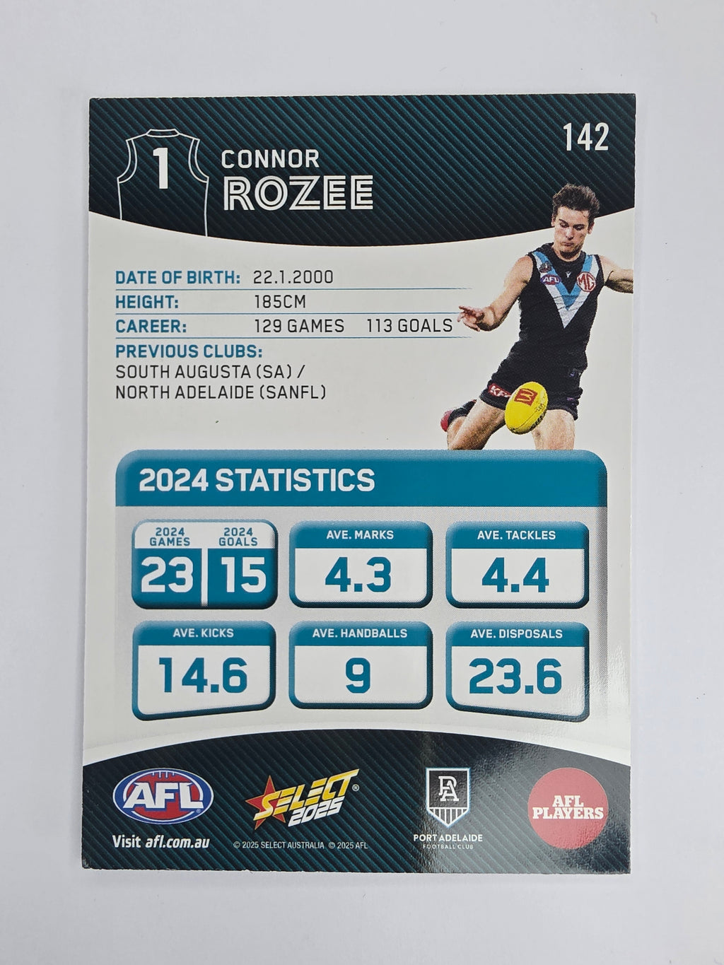 AFL 2025 Footy Stars Base Card #142 Connor Rozee Port Adelaide
