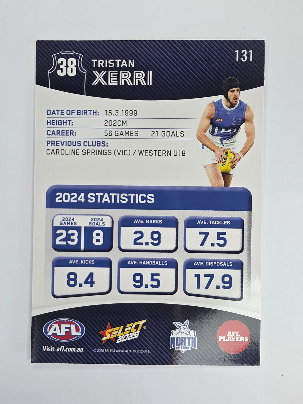 AFL 2025 Footy Stars Base Card #131 Tristan Xerri North Melbourne