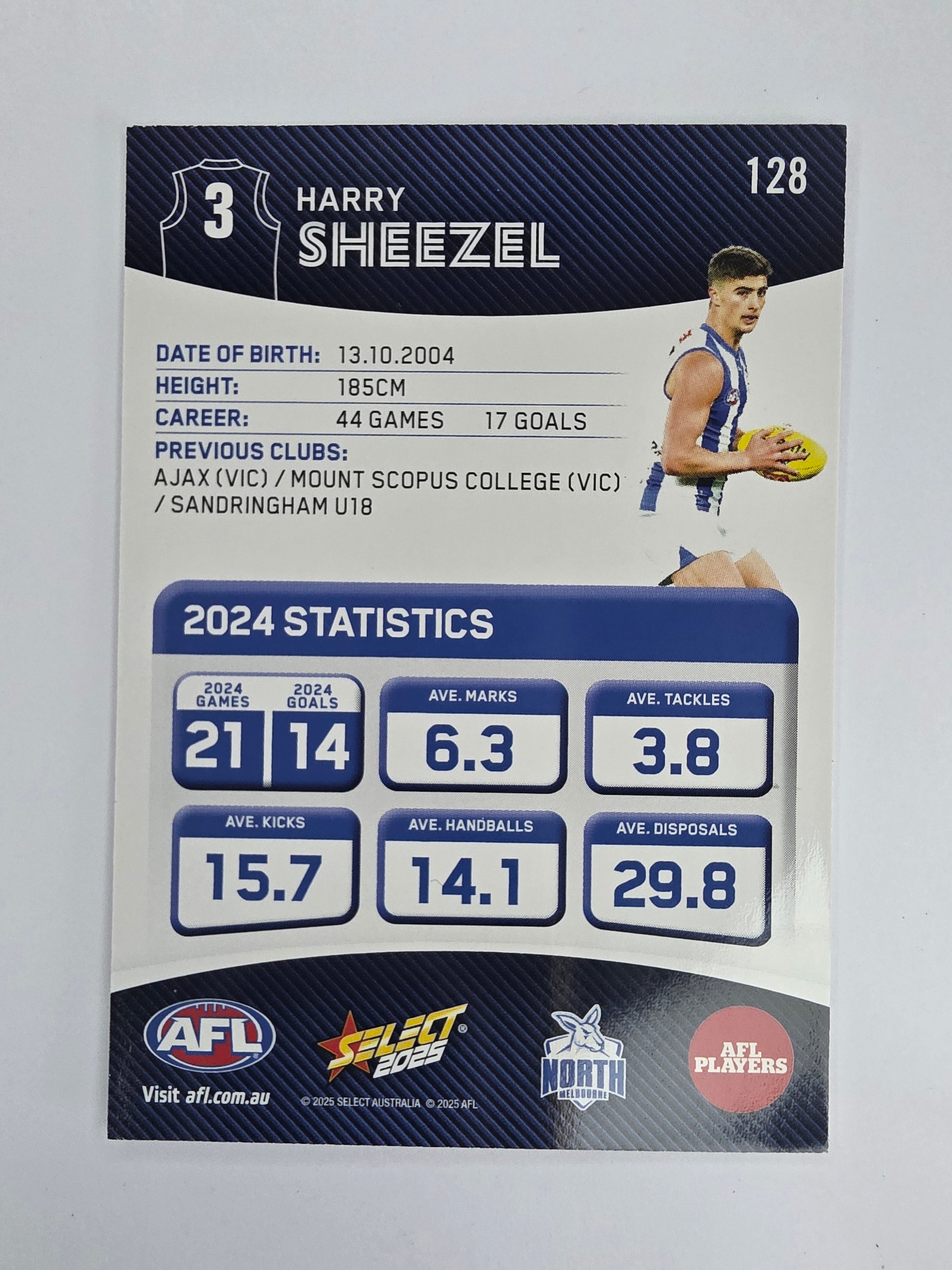 AFL 2025 Footy Stars Base Card #128 Harry Sheezel North Melbourne