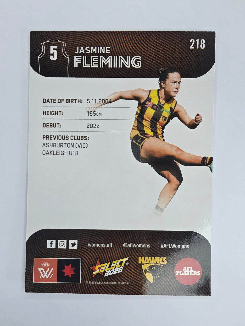 AFL 2025 Footy Stars Base Card #218 Jasmine Fleming Hawthorn Hawks AFLW