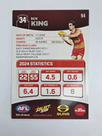 AFL 2025 Footy Stars Base Card #094 Ben King Gold Coast Suns