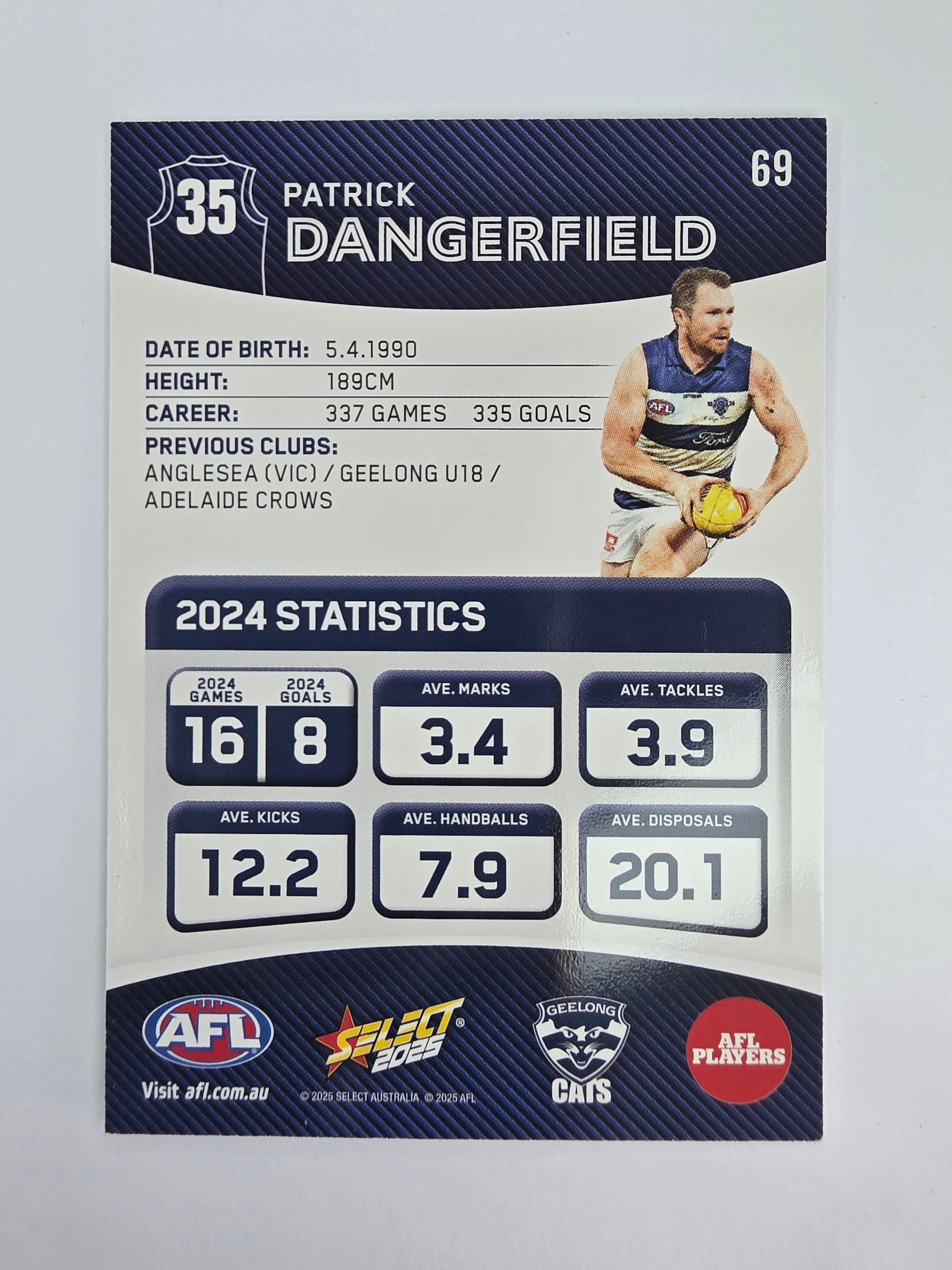 AFL 2025 Footy Stars Base Card #069 Patrick Dangerfield Geelong Cats