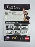 AFL 2025 Footy Stars Base Card #037 Jordan De Goey Collingwood Magpies