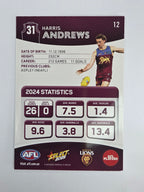 AFL 2025 Footy Stars Base Card #012 Harris Andrews Brisbane Lions
