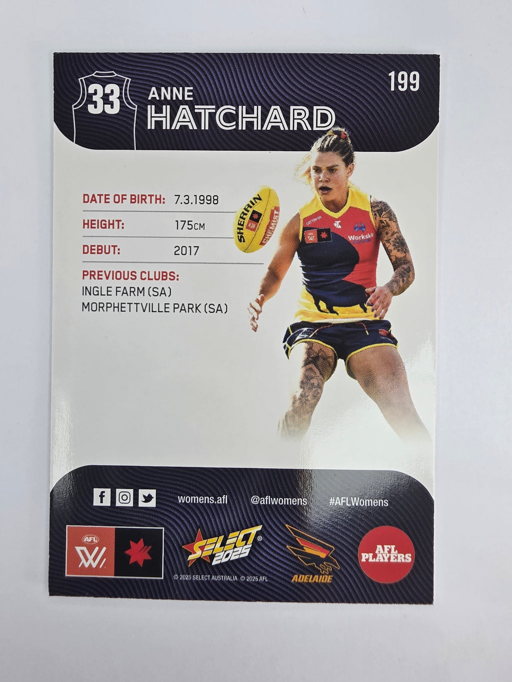 AFL 2025 Footy Stars Base Card #199 Anne Hatchard Adelaide Crows AFLW