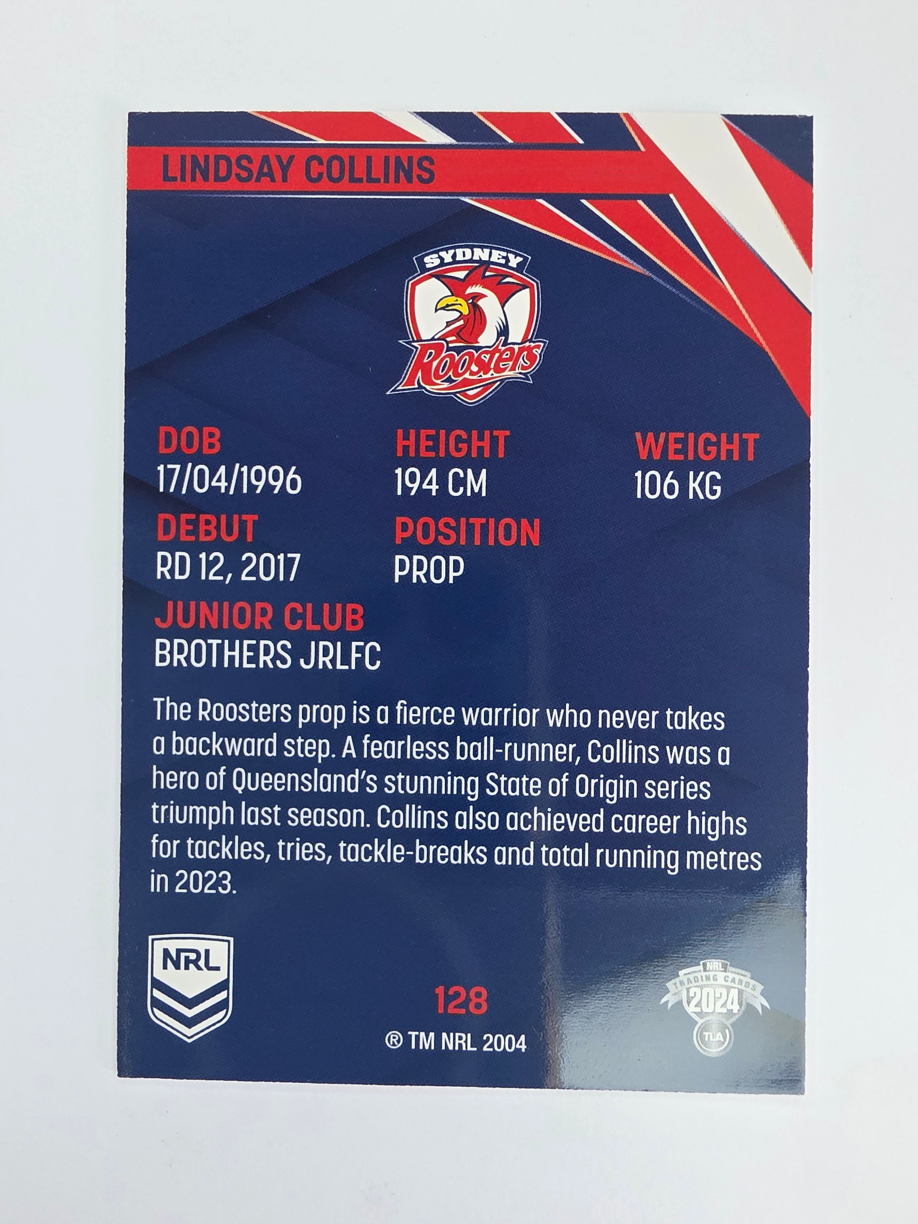 NRL 2024 Traders Base Card #128 Lindsay Collins Sydney Roosters