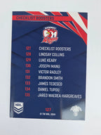 NRL 2024 Traders Base Card #127 Roosters Checklist Sydney Roosters