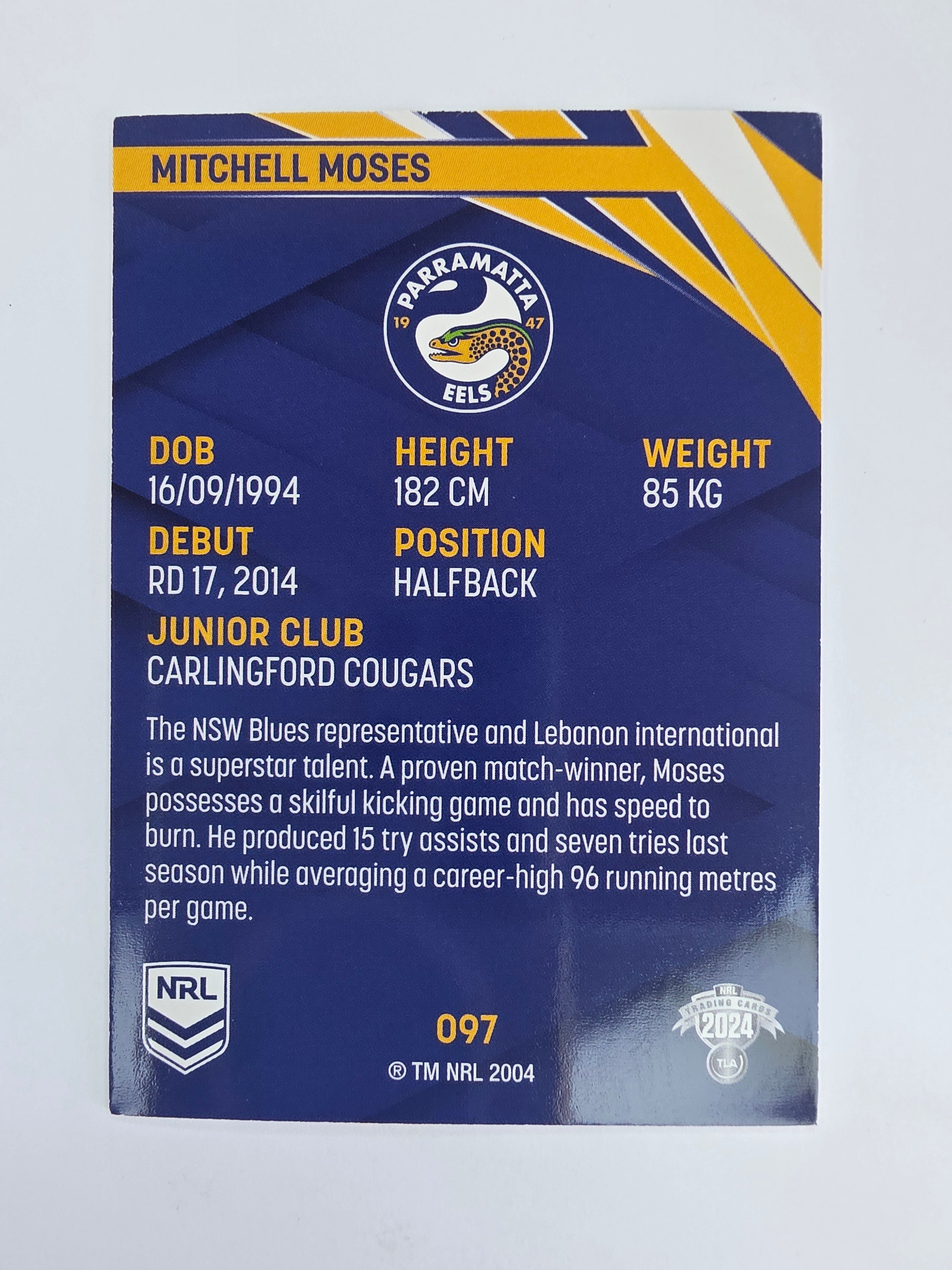NRL 2024 Traders Base Card #097 Mitchell Moses Parramatta Eels
