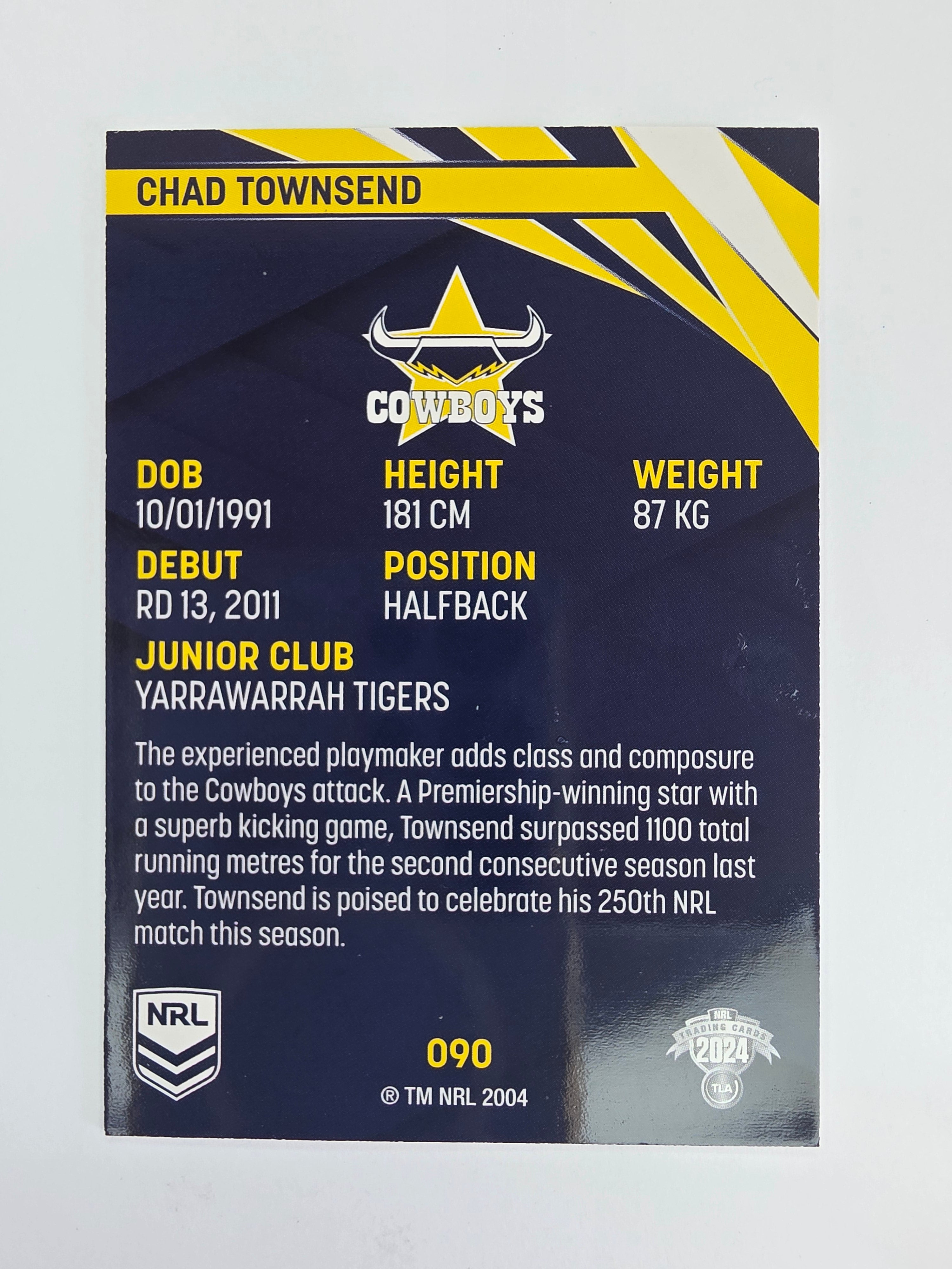 NRL 2024 Traders Base Card #090 Chad Townsend North Queensland Cowboys
