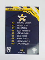 NRL 2024 Traders Base Card #082 Cowboys Checklist North Queensland Cowboys