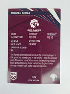 NRL 2024 Traders Base Card #059 Tolutau Koula Manly Warringah Sea Eagles