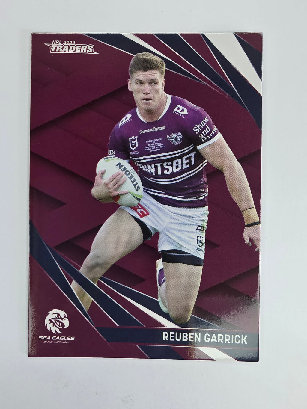 NRL 2024 Traders Base Card #058 Reuben Garrick Manly Warringah Sea Eagles