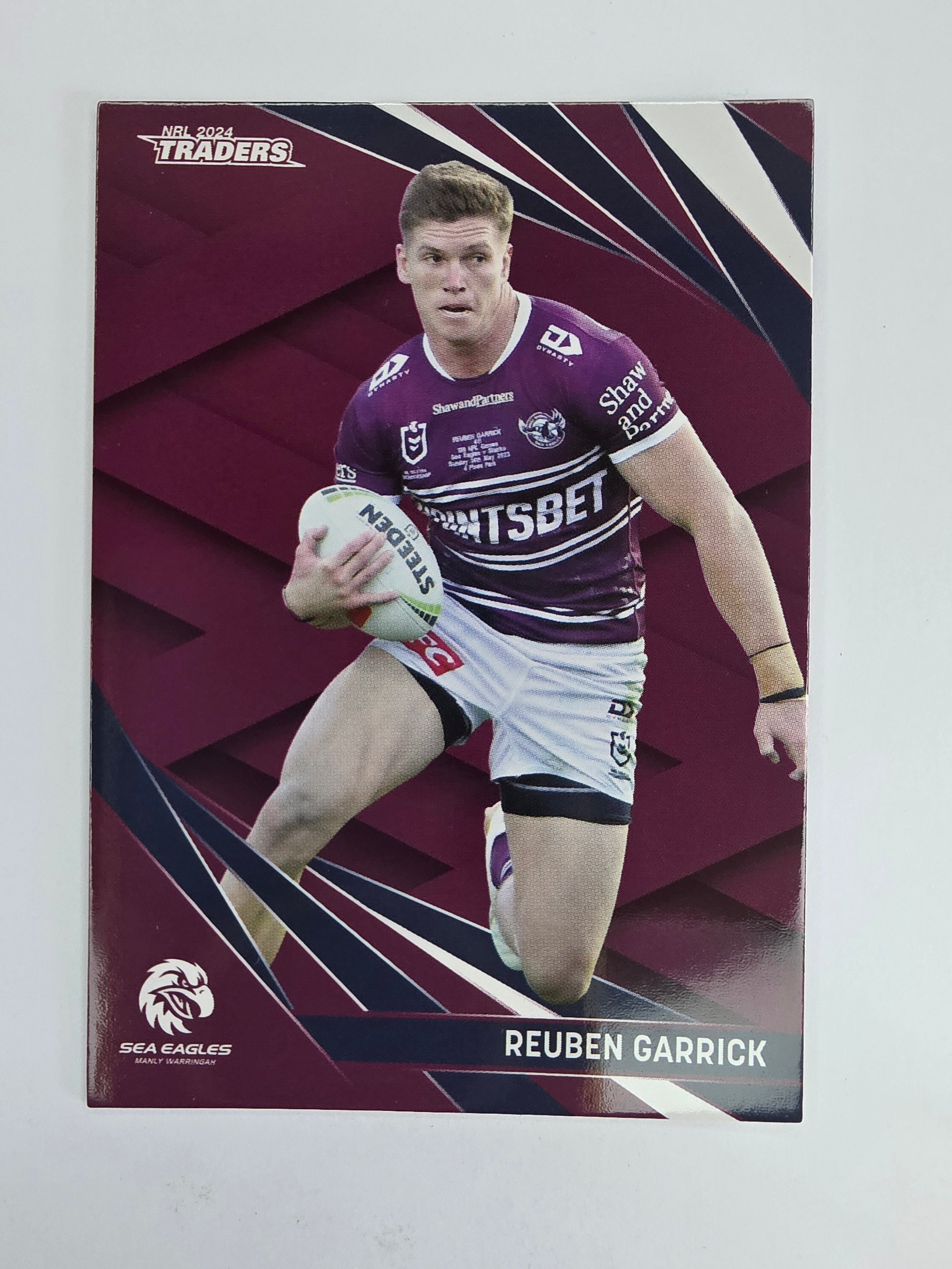 NRL 2024 Traders Base Card #058 Reuben Garrick Manly Warringah Sea Eagles