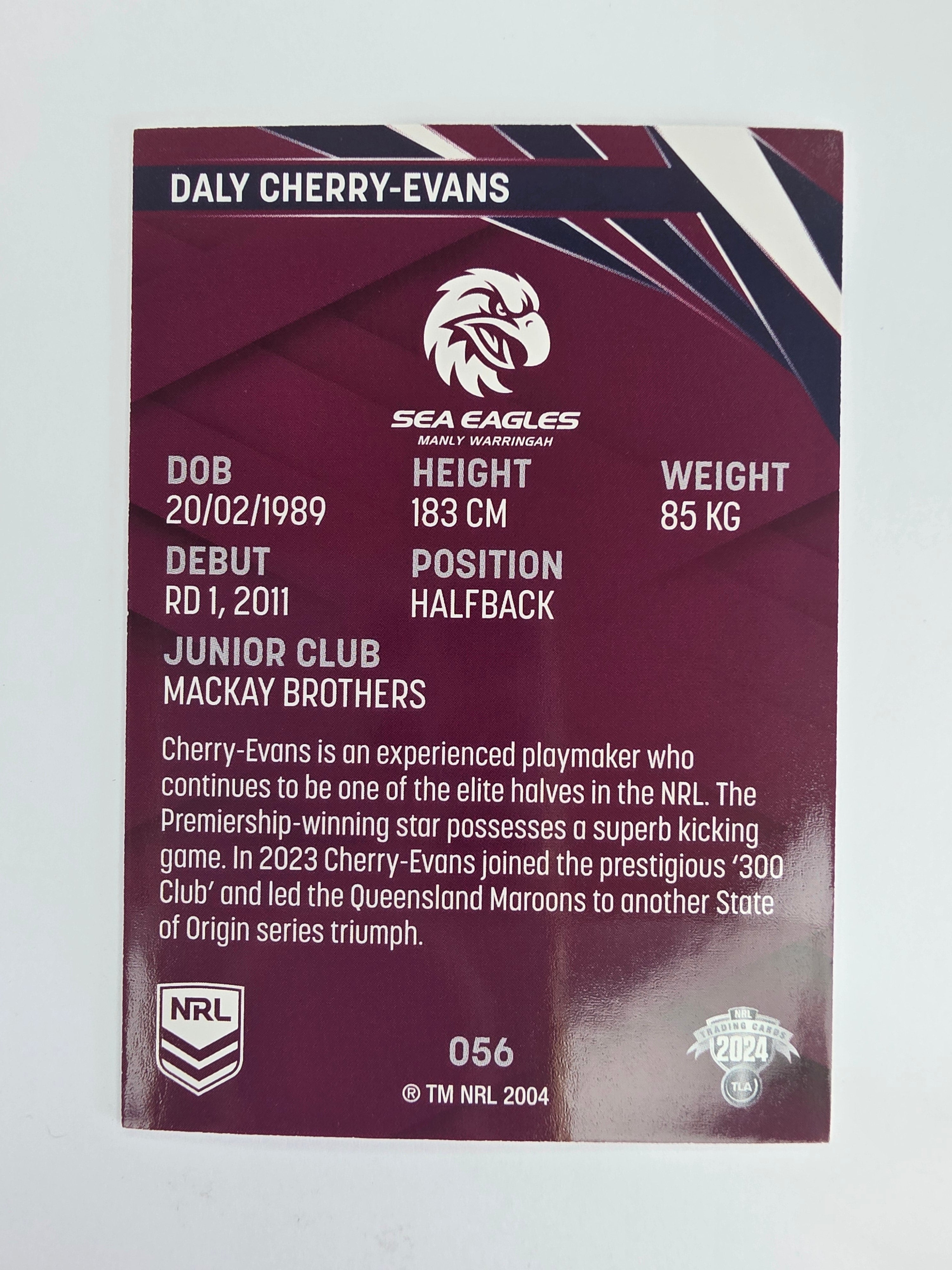 NRL 2024 Traders Base Card #056 Daly Cherry-Evans Manly Warringah Sea Eagles