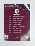 NRL 2024 Traders Base Card #055 Sea Eagles Checklist Manly Warringah Sea Eagles