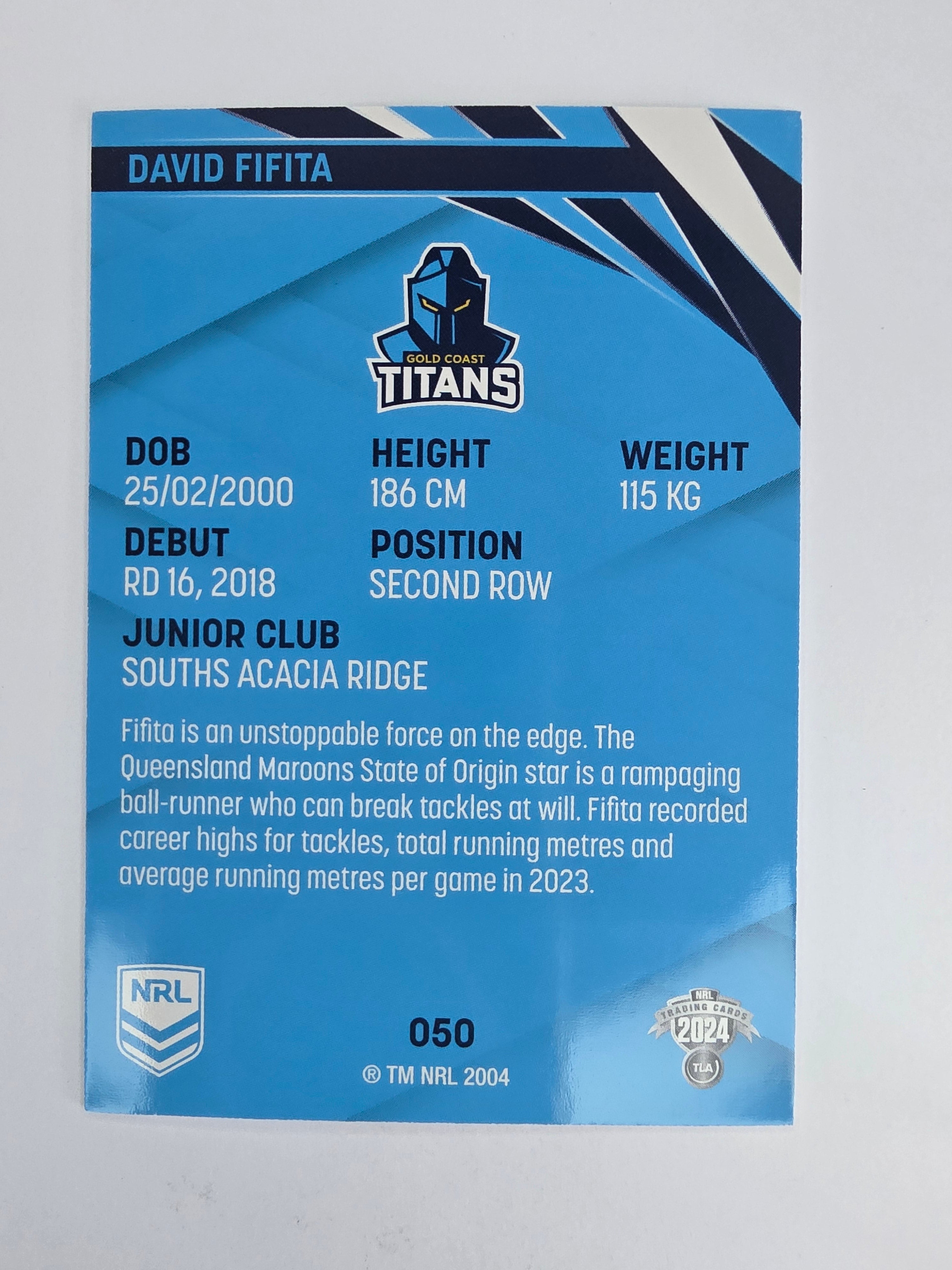 NRL 2024 Traders Base Card #050 David Fifita Gold Coast Titans