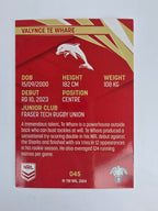 NRL 2024 Traders Base Card #045 Valynce Te Whare Redcliffe Dolphins