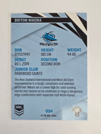 NRL 2024 Traders Base Card #034 Briton Nikora Cronulla Sutherland Sharks